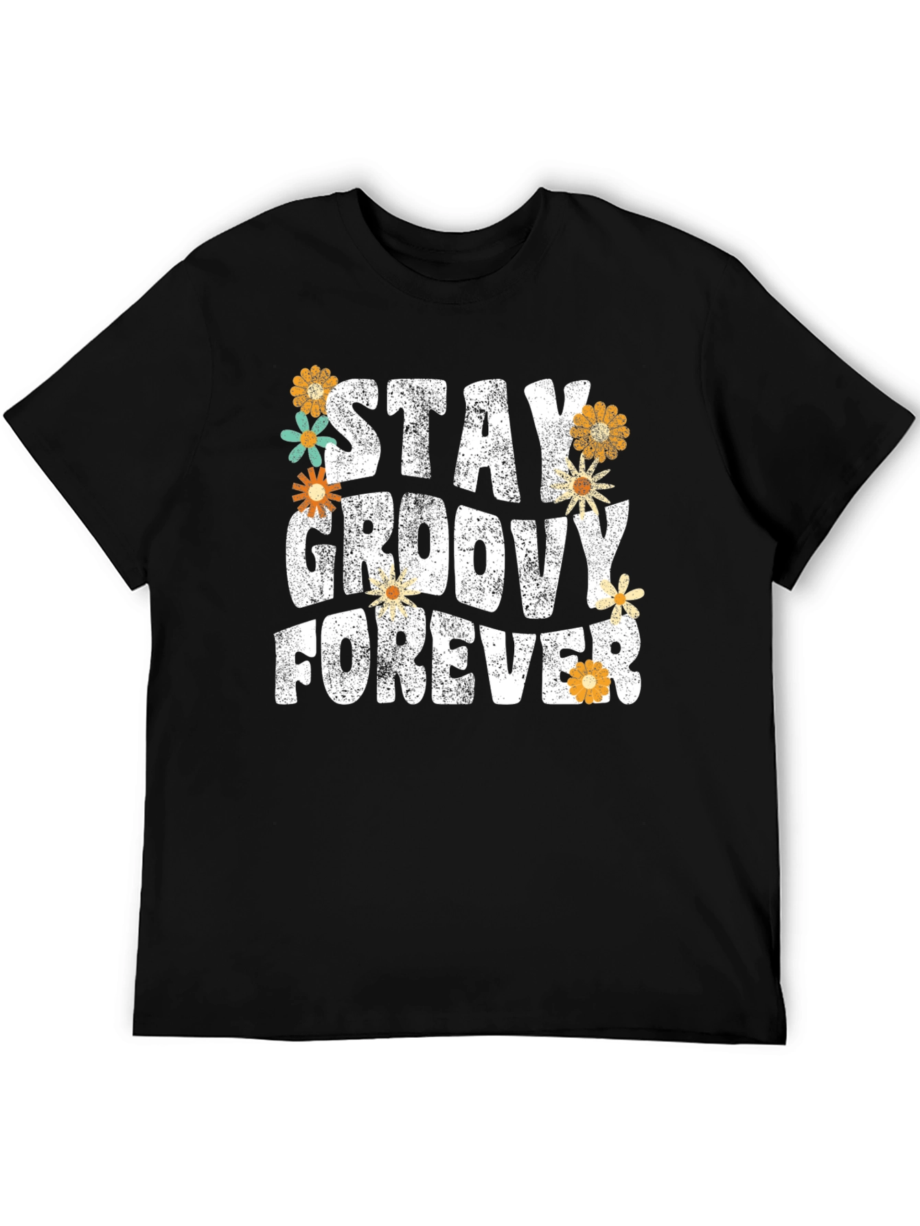 Black Stay Groovy Forever Floral T-Shirt view 5