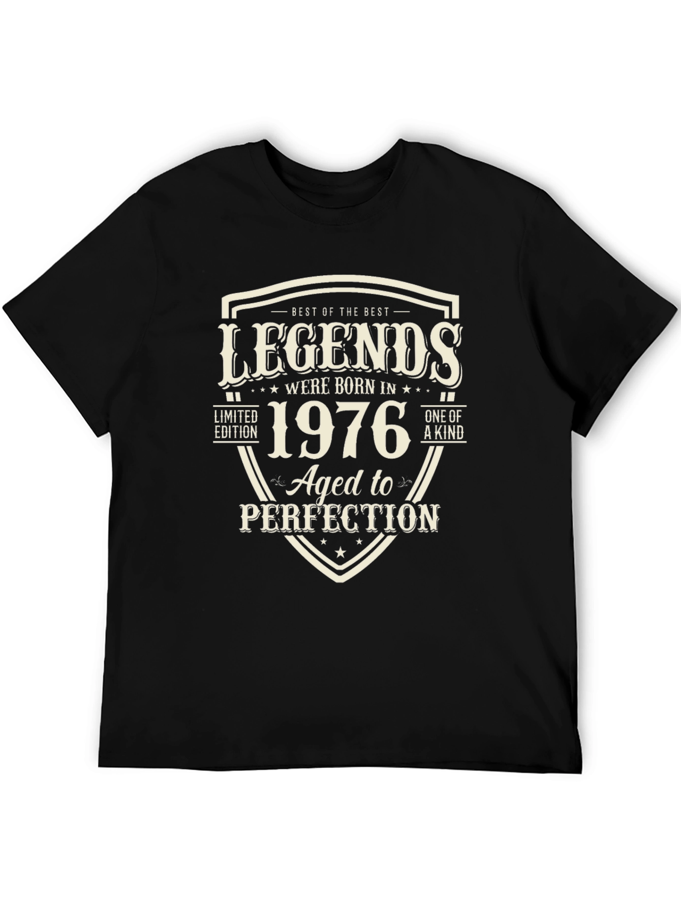 Black Legends Born in 1976 Aged to Perfection T-Shirt view 5