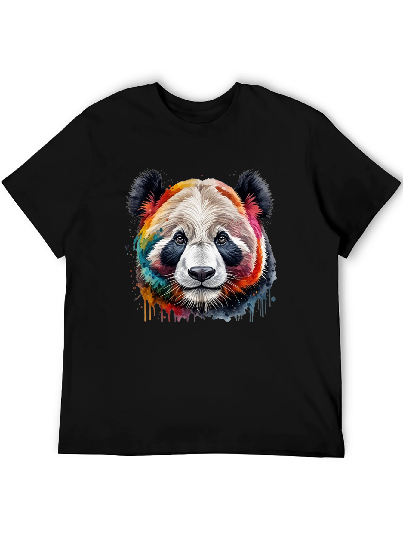 Black Rainbow Panda Graphic T-Shirt view 5