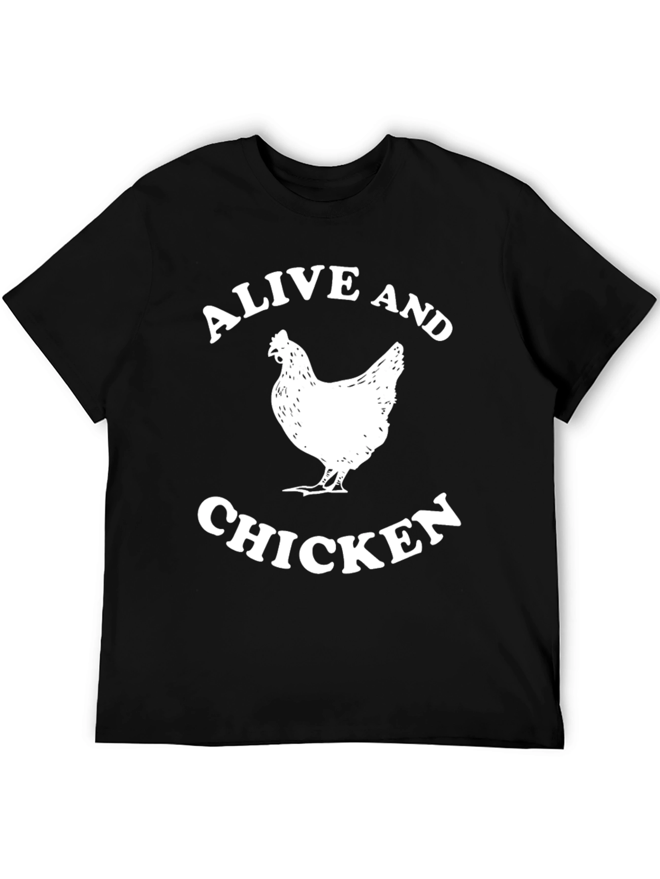 Black Alive and Chicken T-Shirt - Novelty Animal Graphic Tee view 5