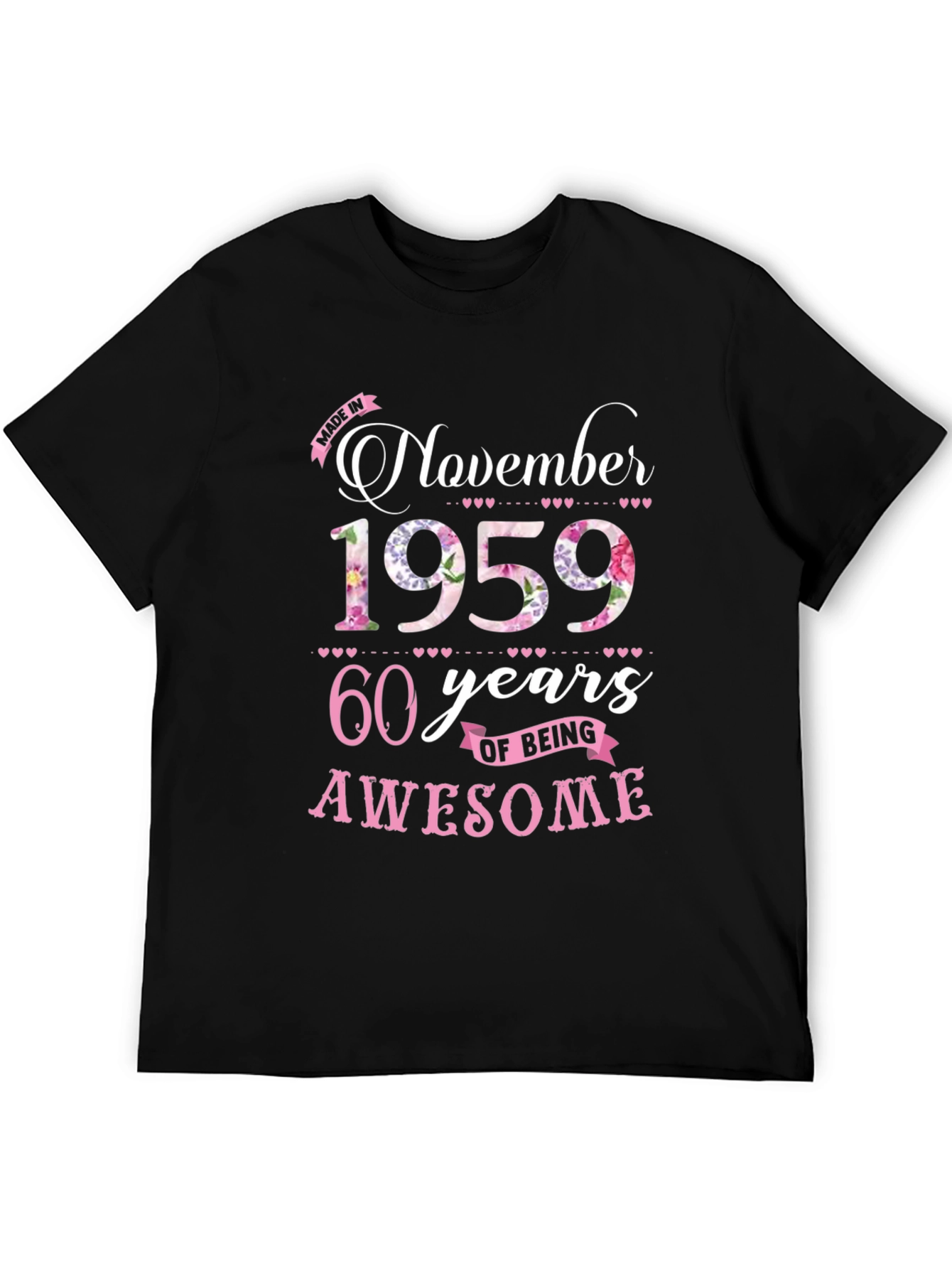 Black November 1959 60th Birthday T-Shirt view 5