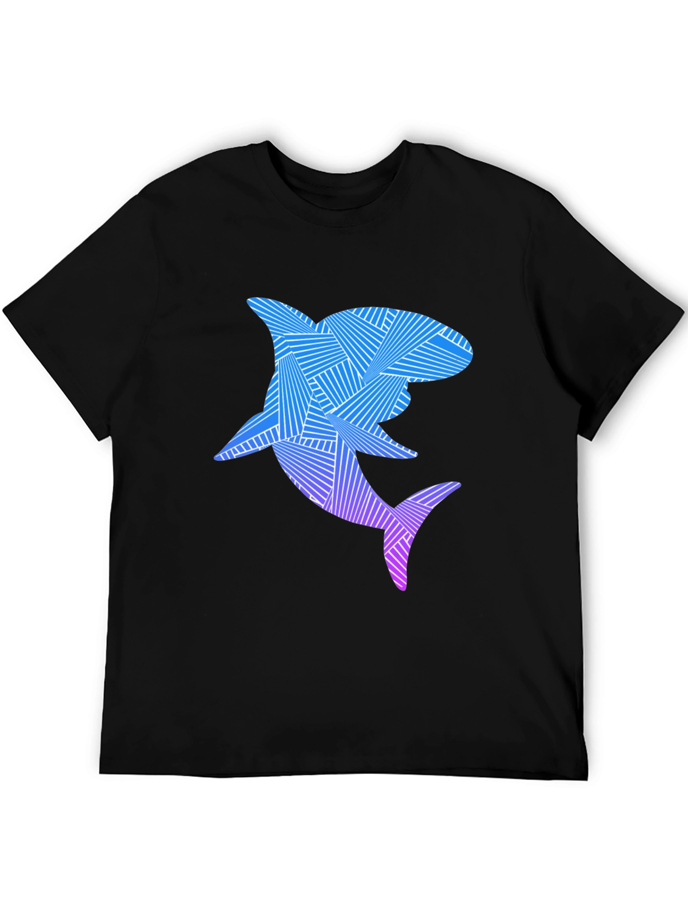 Black Abstract Shark Graphic Tee - Cool Ocean Design view 5