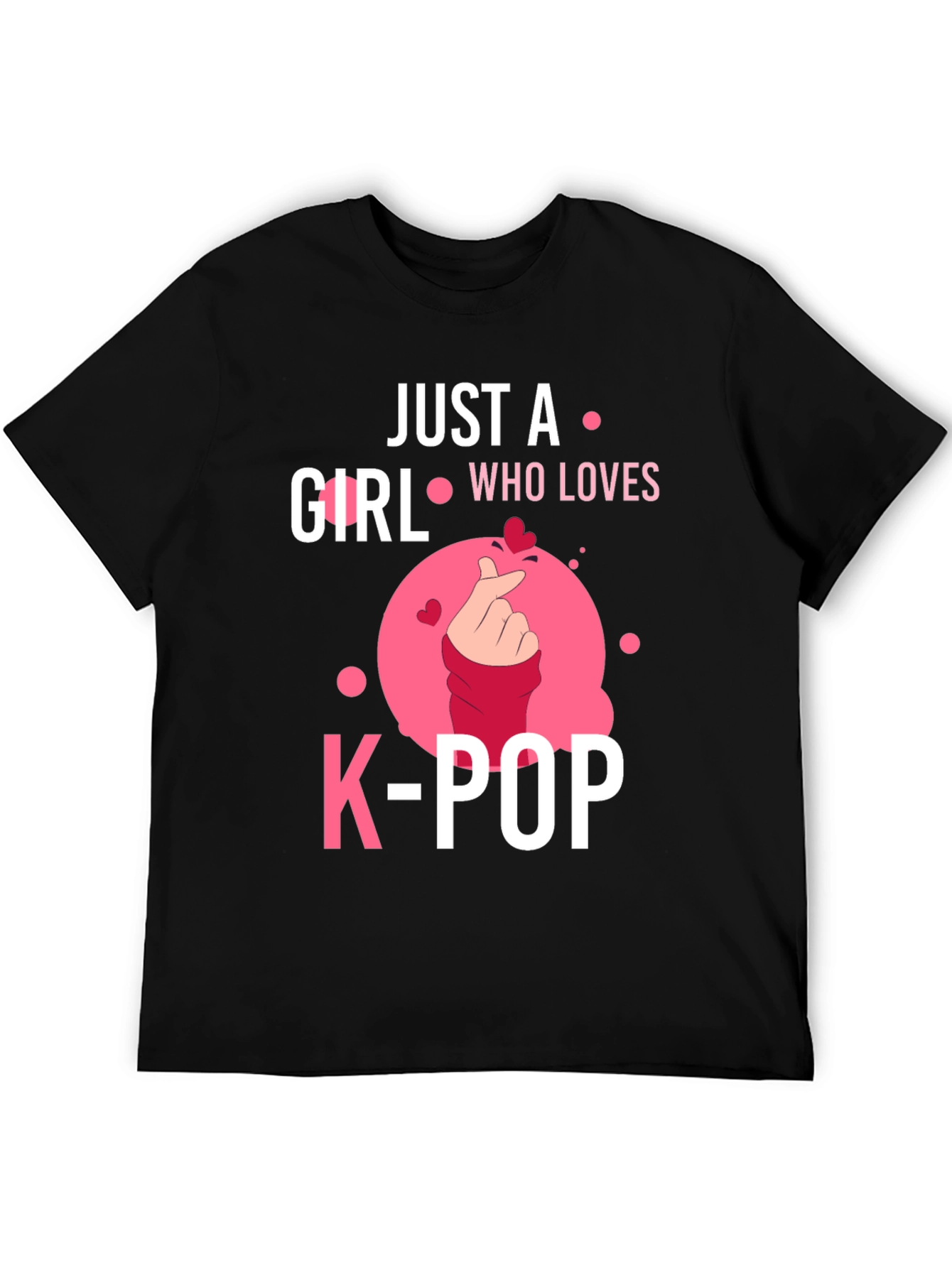 Black Just A Girl Who Loves K-POP Black T-Shirt view 5