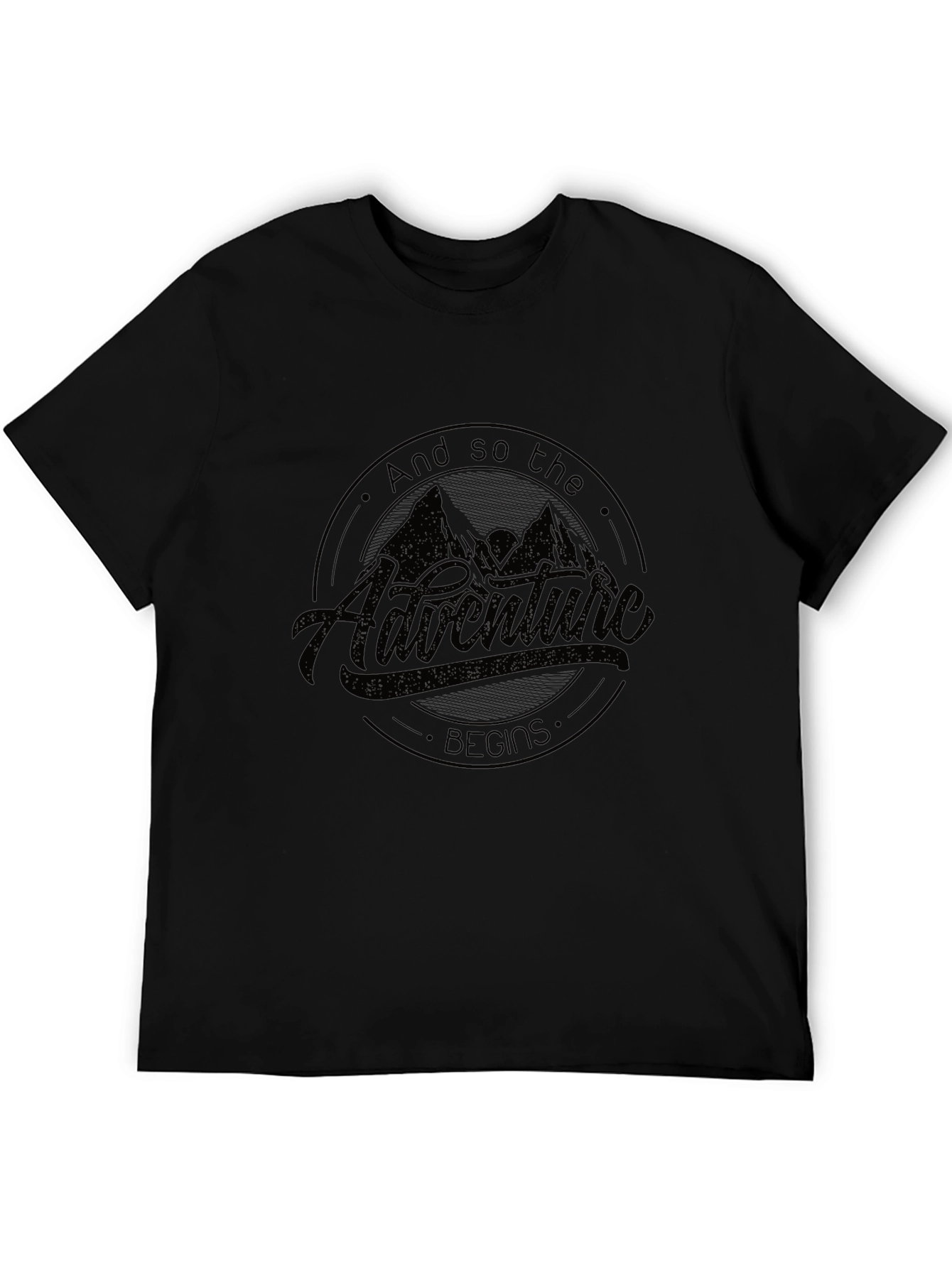 Black Adventure Begins Graphic Tee - Black Crew Neck view 5