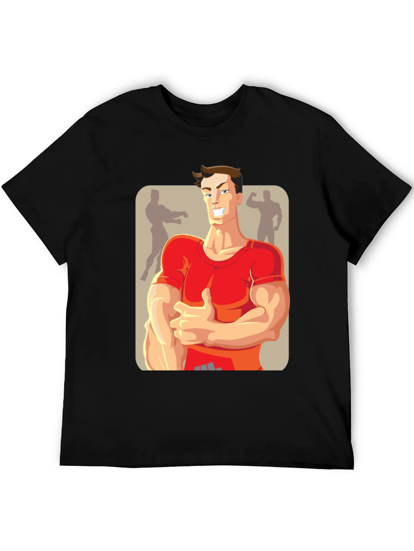 Black Bodybuilder Cartoon Graphic T-Shirt view 5