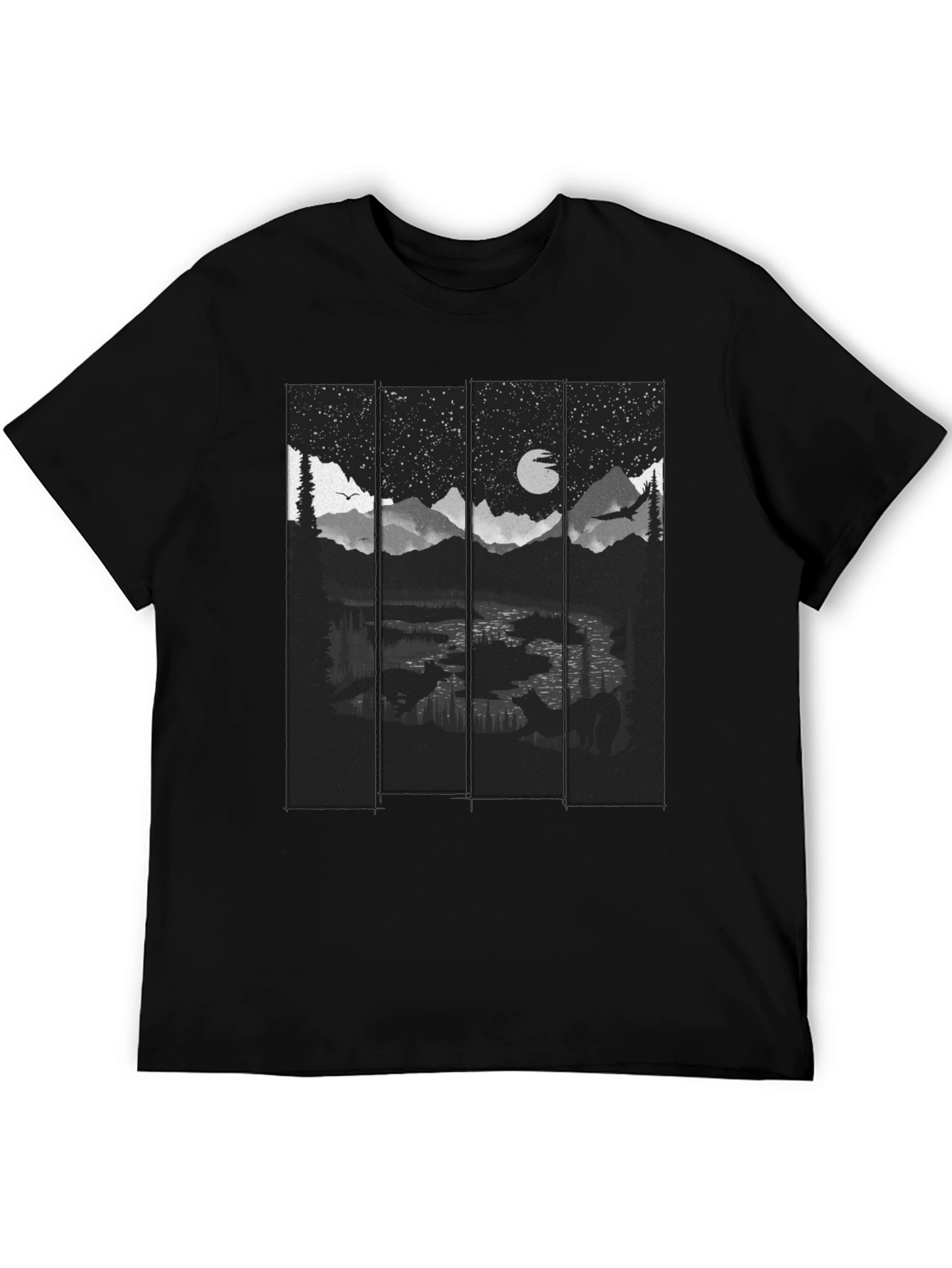 Black Night Landscape Graphic Tee - Stylish & Unique! view 5