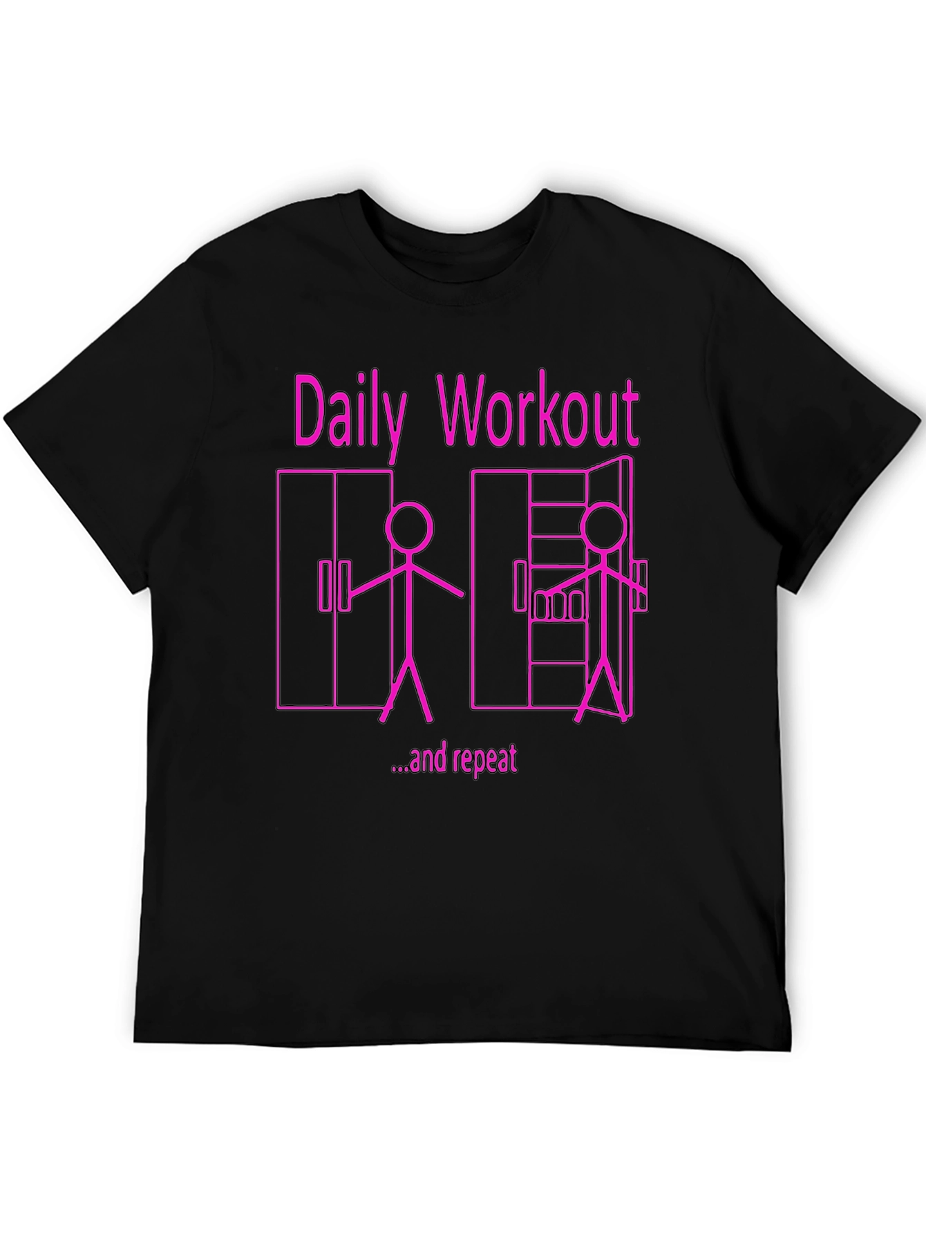 Black Daily Workout & Repeat Funny Graphic Tee view 5