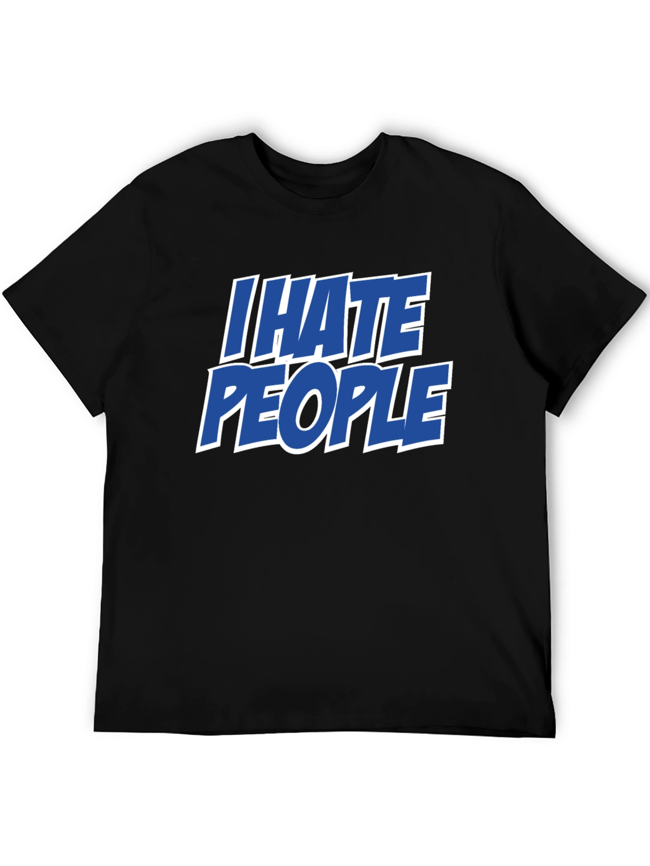 Black I Hate People Funny Graphic Tee - Sarcastic Black T-Shirt view 5