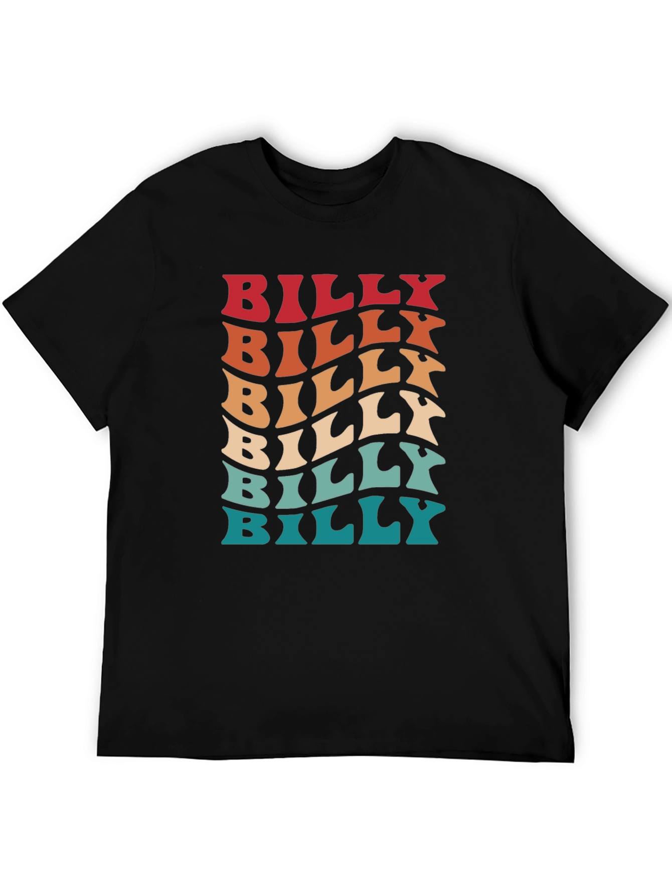 Black Retro Billy Tee - Cool Wavy Text Design view 5