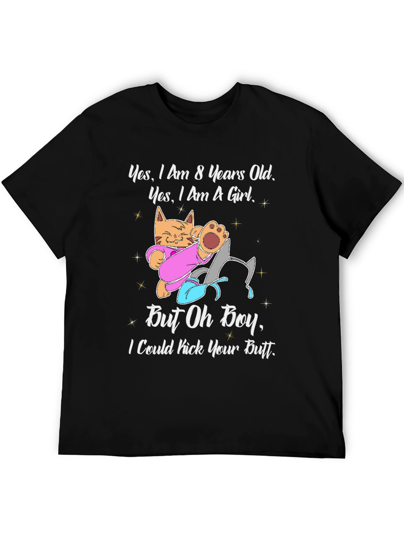 Black Yes, I am 8 Years Old T-Shirt view 5