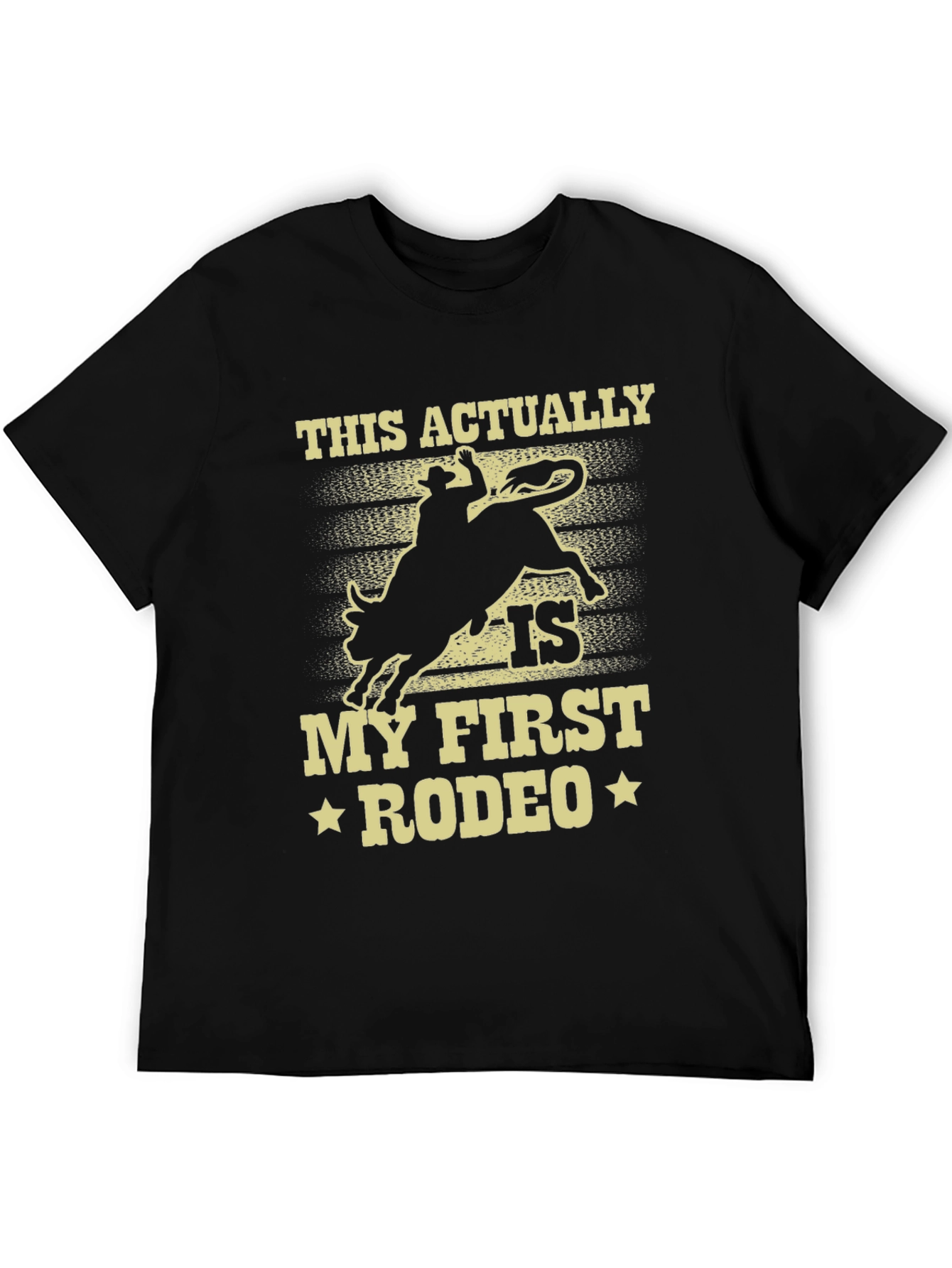 Black "My First Rodeo" Graphic Tee - Cowboy Bull Riding T-Shirt view 5