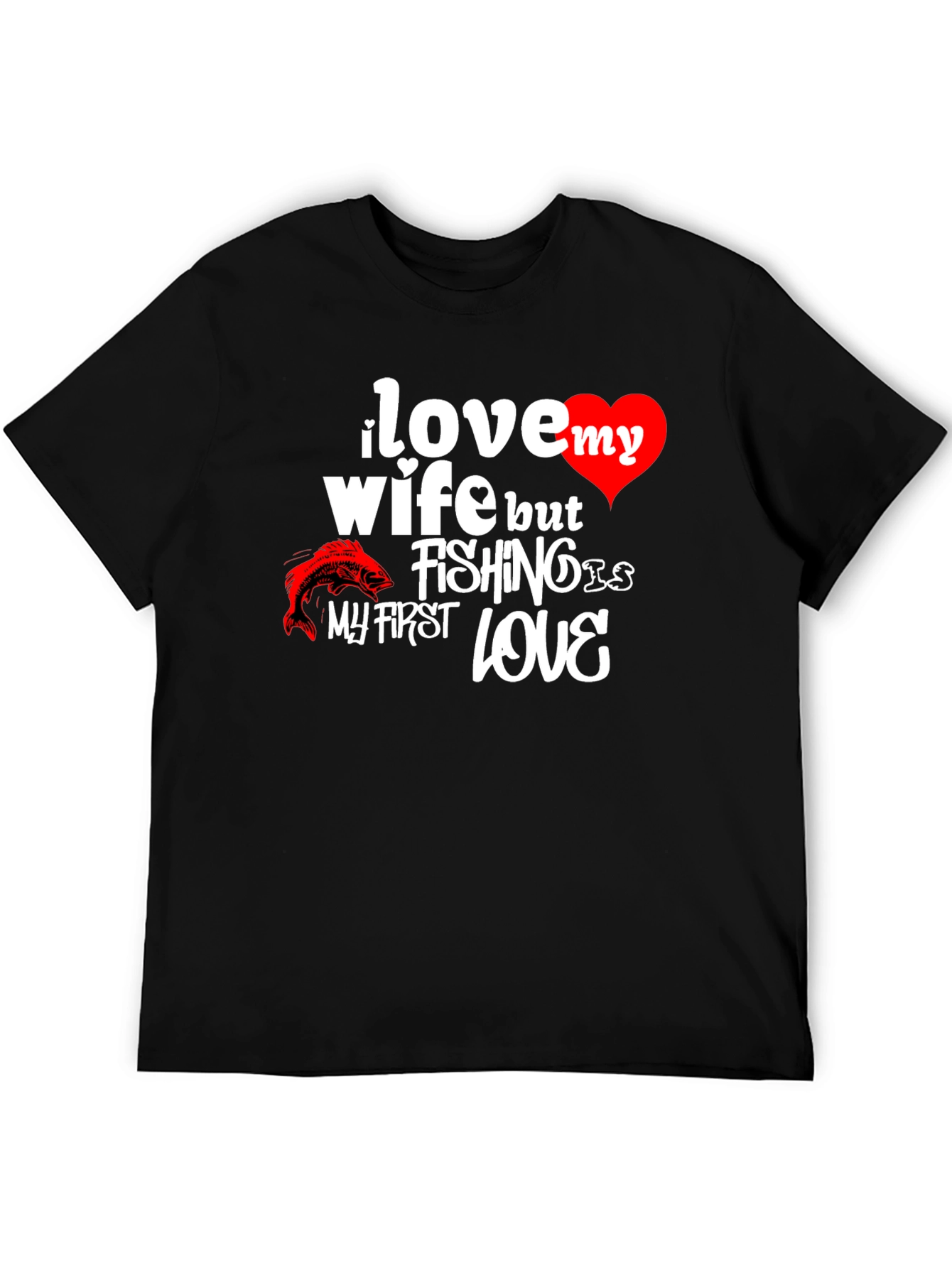Black I Love My Wife Fishing T-Shirt view 5