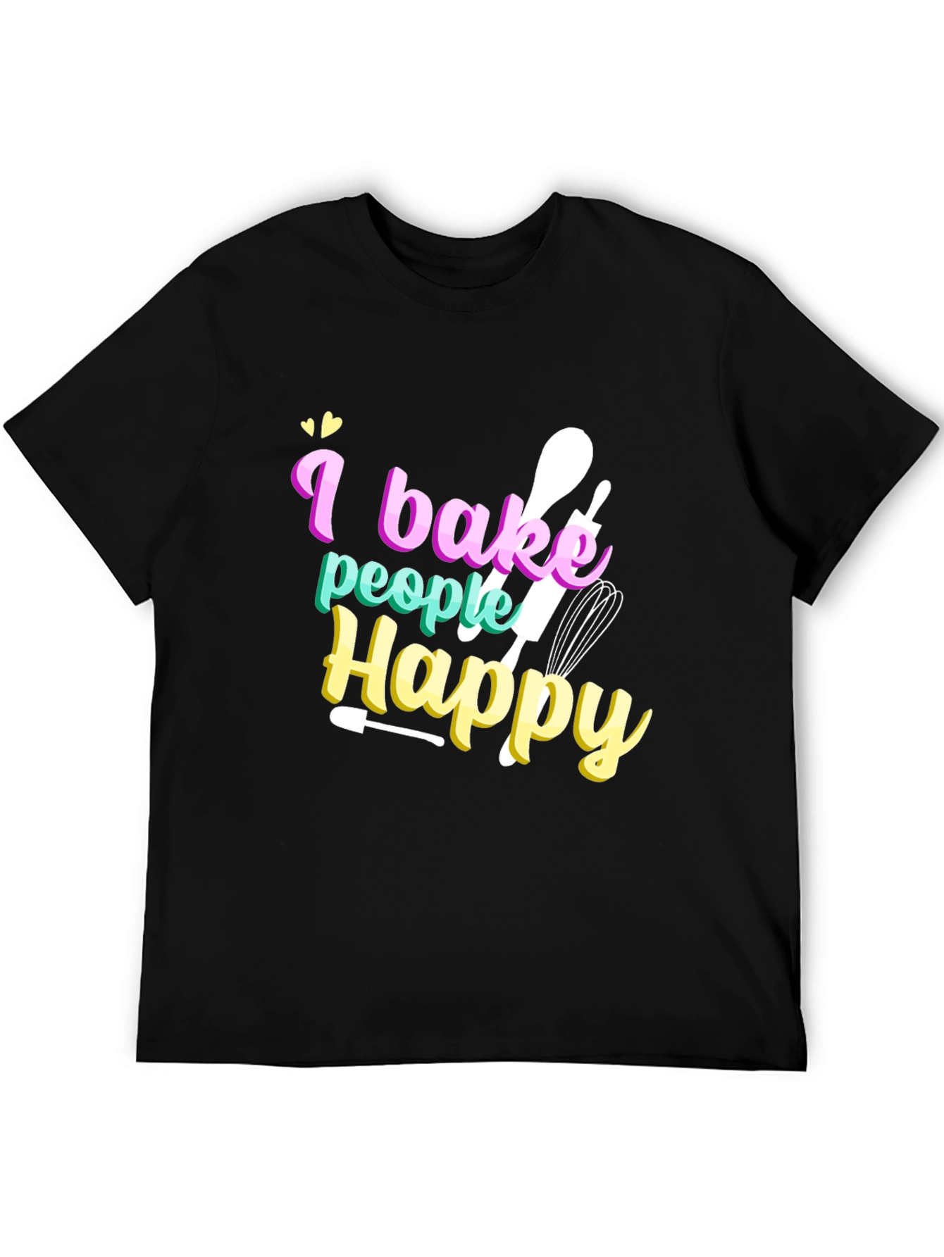 Black I Bake People Happy Graphic Tee - Black view 5