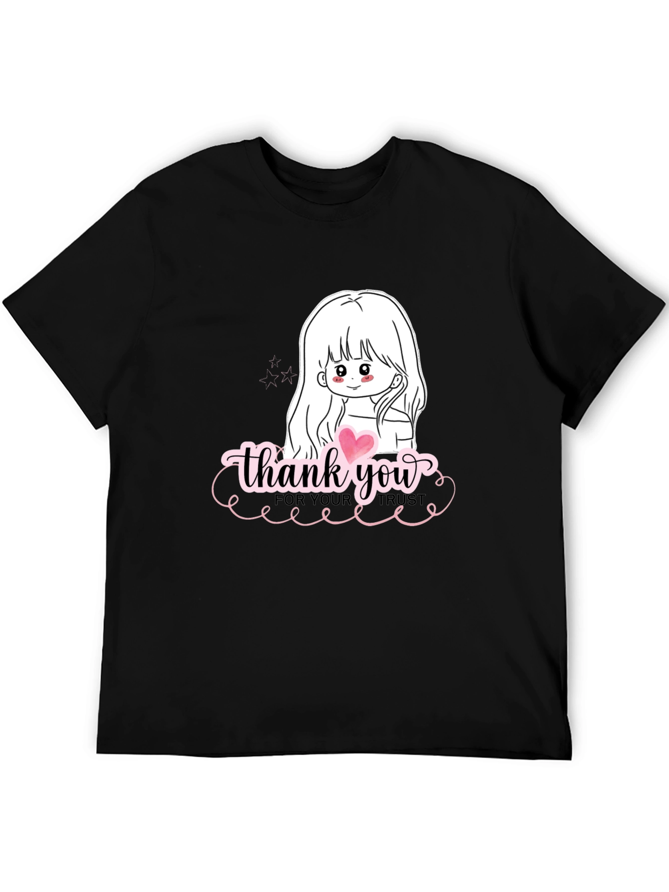 Black Thank You Girl Graphic T-Shirt - Casual Black Tee view 5