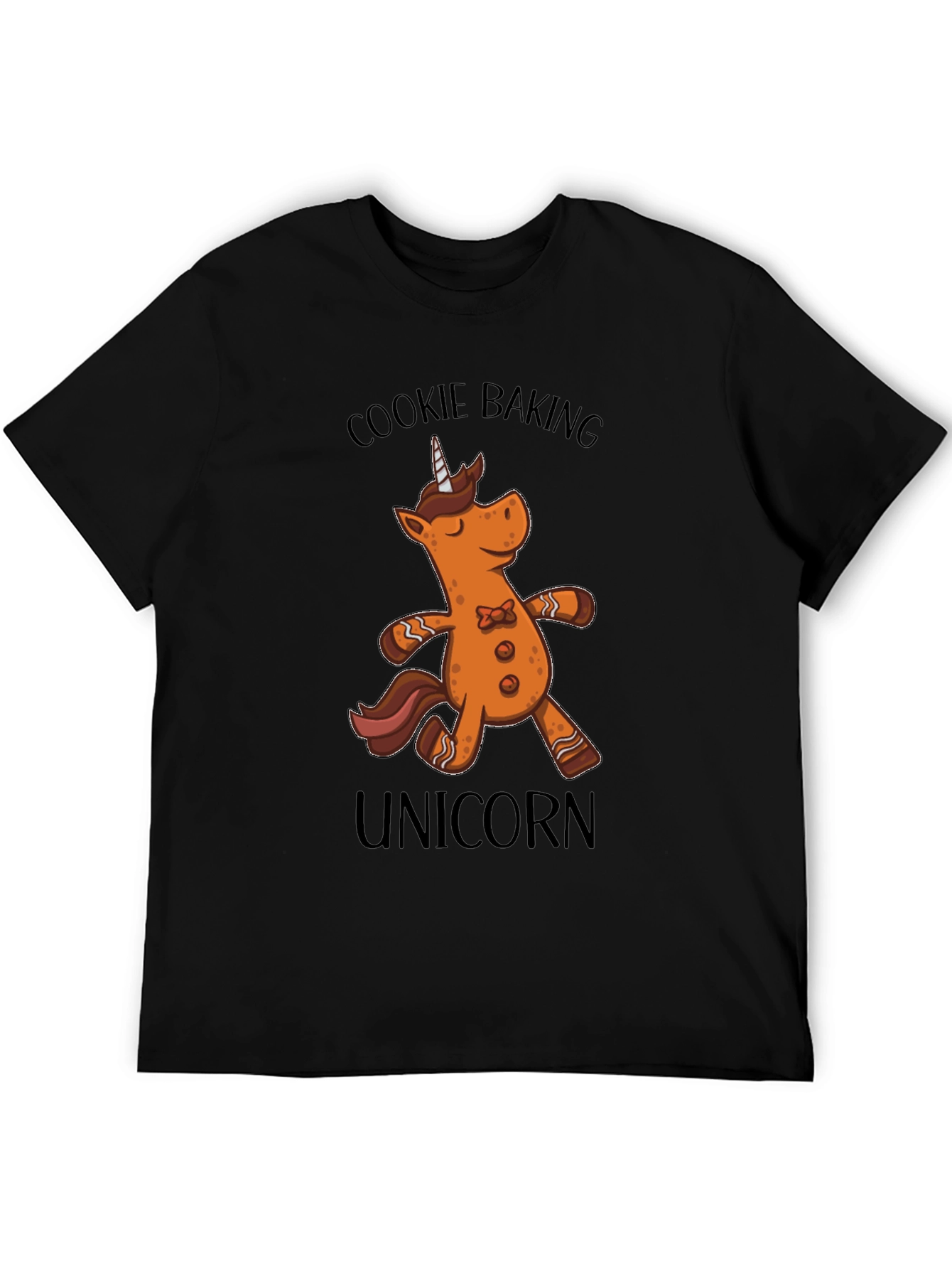 Black Cookie Baking Unicorn Graphic T-Shirt - Black view 5