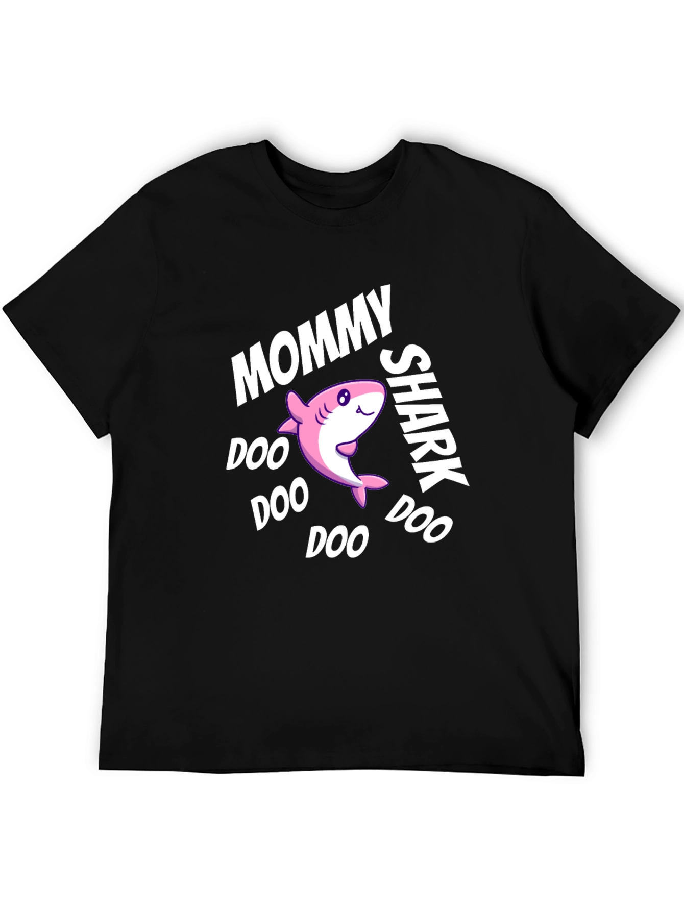 Black Mommy Shark Doo Doo Doo Black Graphic T-Shirt view 5