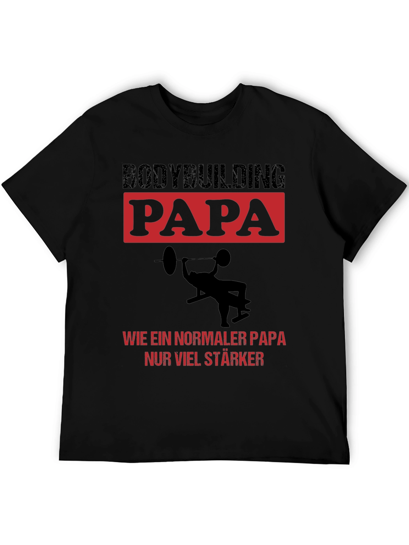 Black Bodybuilding Papa T-Shirt - Strong Dad Edition view 5