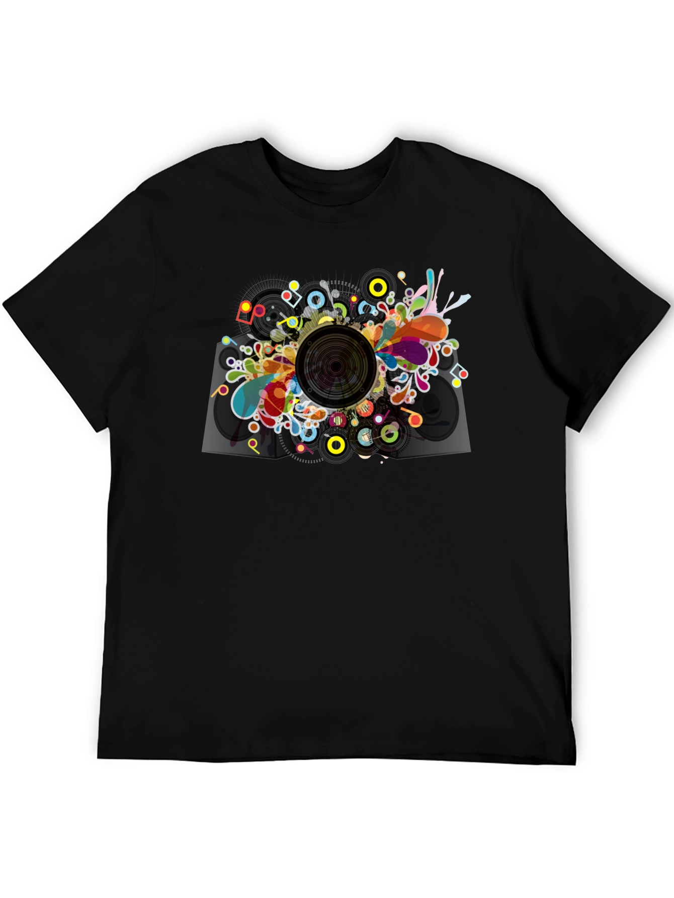 Black Abstract Speaker Graphic T-Shirt - Men's Black Tee view 5