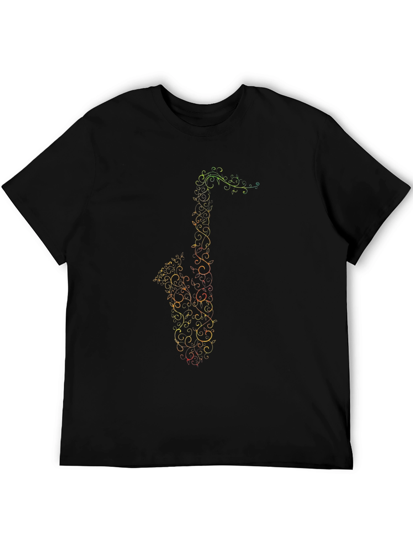 Black Saxophone Music Notes Graphic Tee - Black view 5