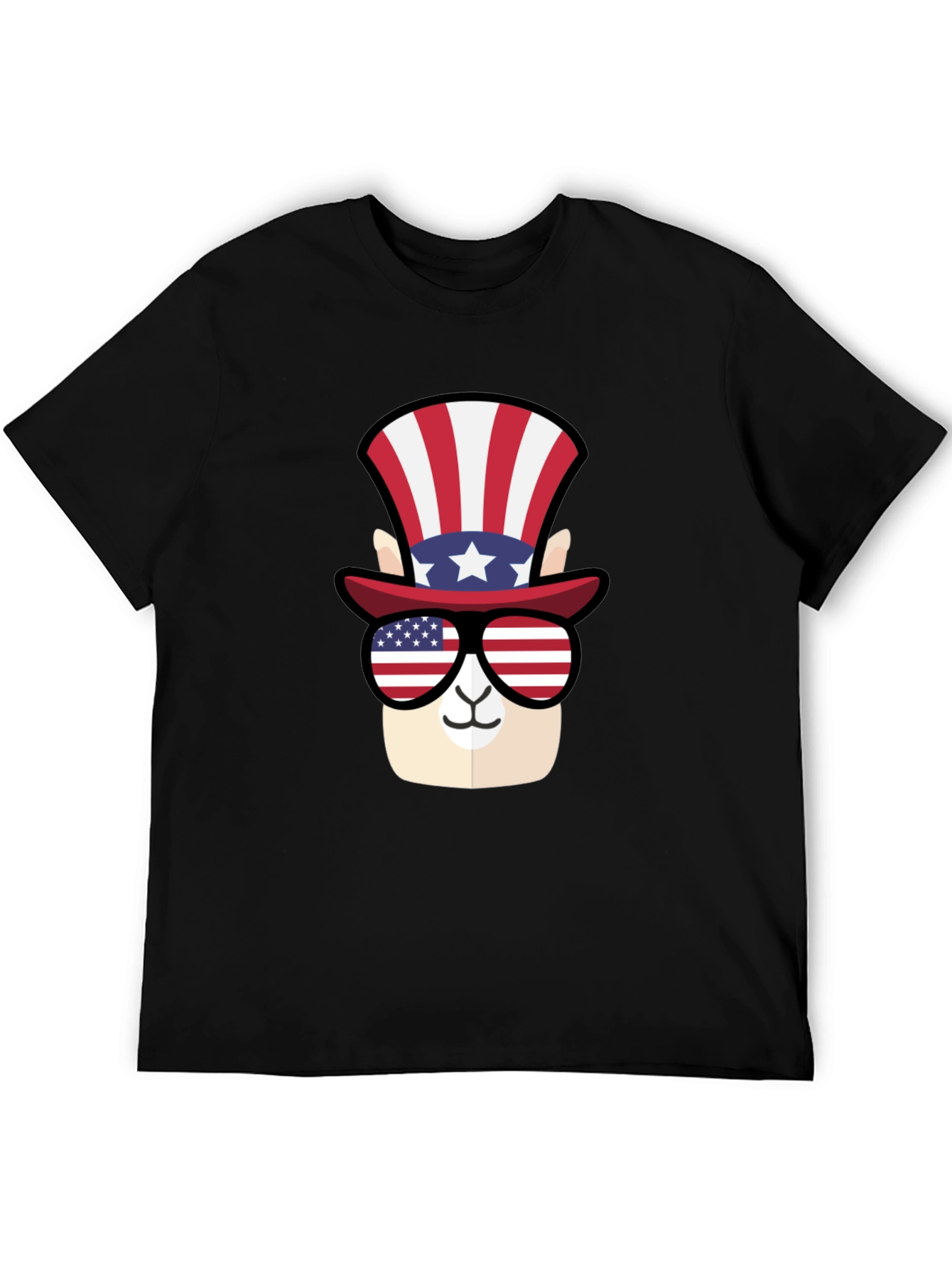 Black Patriotic Llama T-Shirt view 5