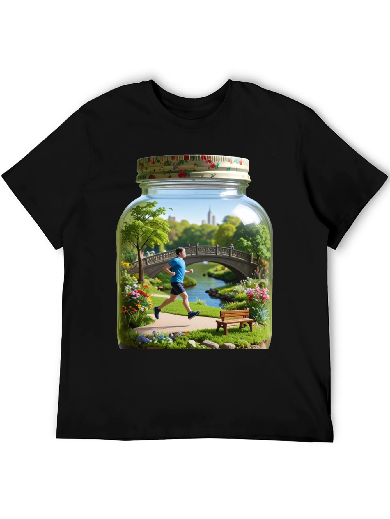 Black Central Park Scene in a Jar Graphic Tee view 5