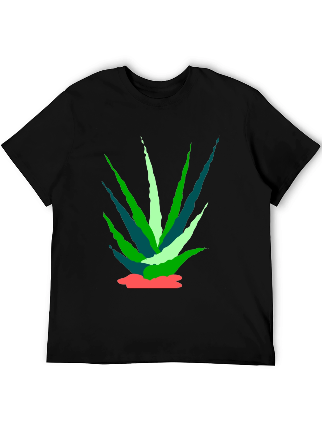 Black Abstract Agave Plant Black Tee view 5