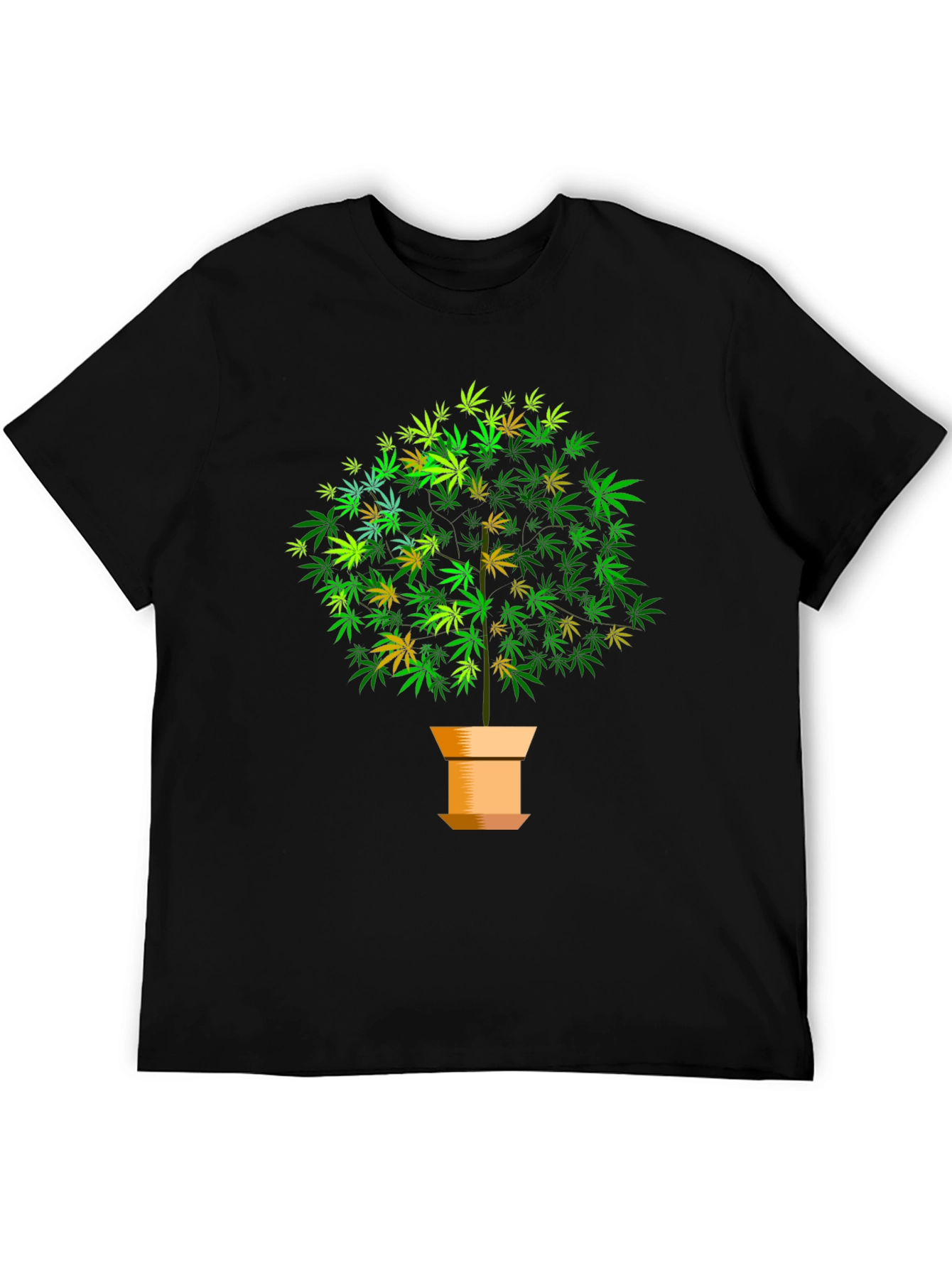Black Marijuana Tree Graphic Black T-Shirt view 5