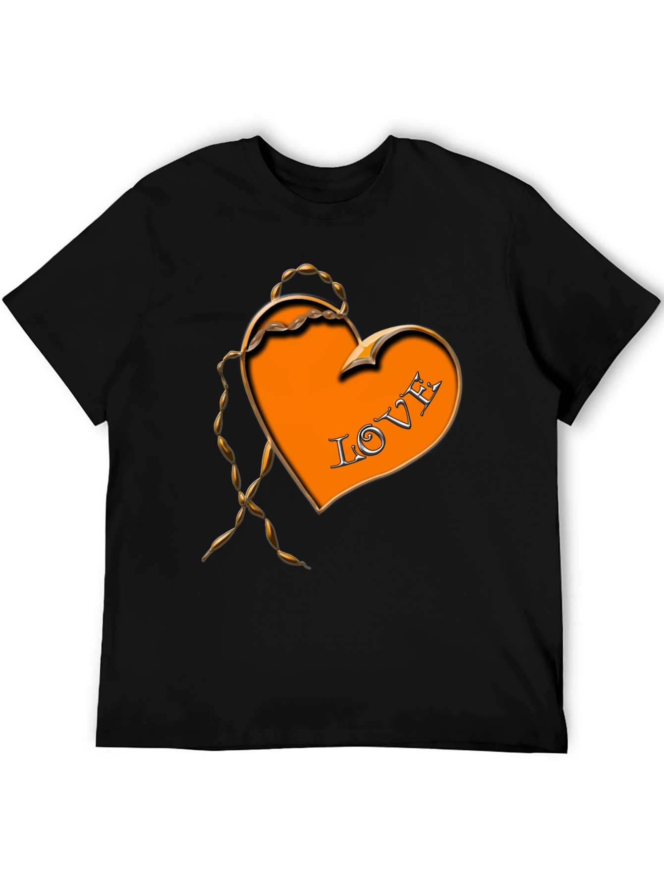 Black Love Heart Graphic Black T-Shirt view 5