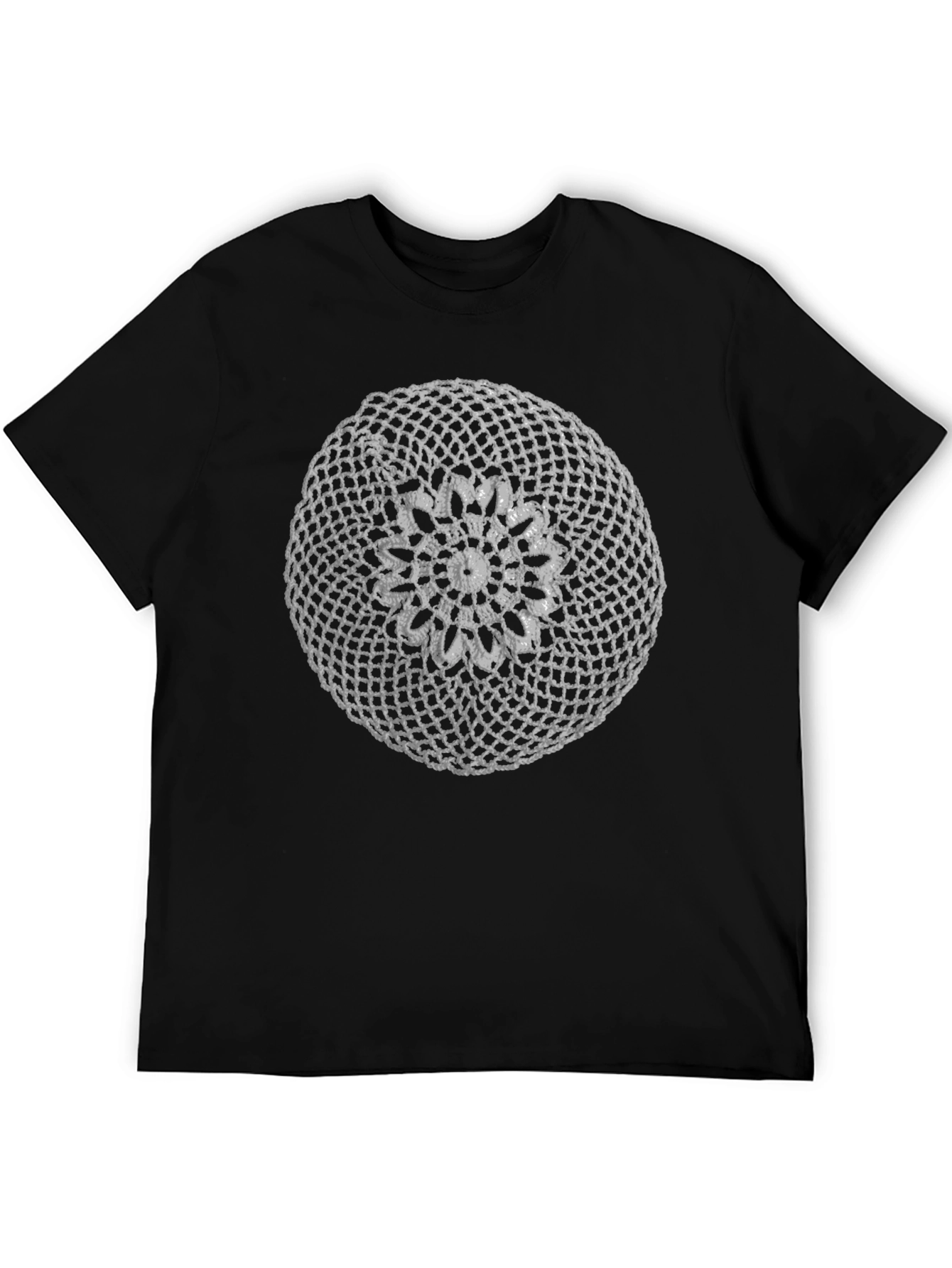 Black Vintage Crochet Mandala Graphic Tee view 5