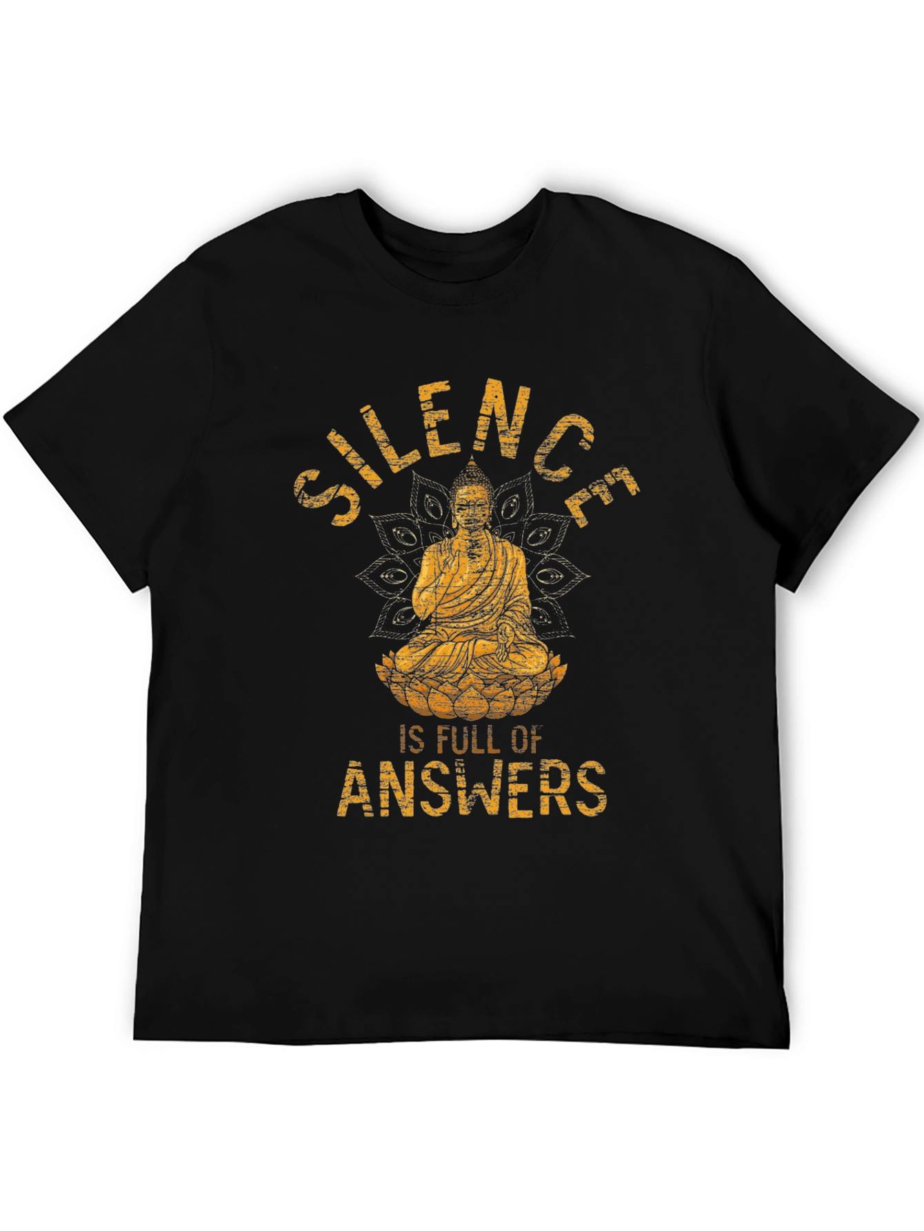 Black Silence is Full of Answers Buddha Graphic T-Shirt view 5