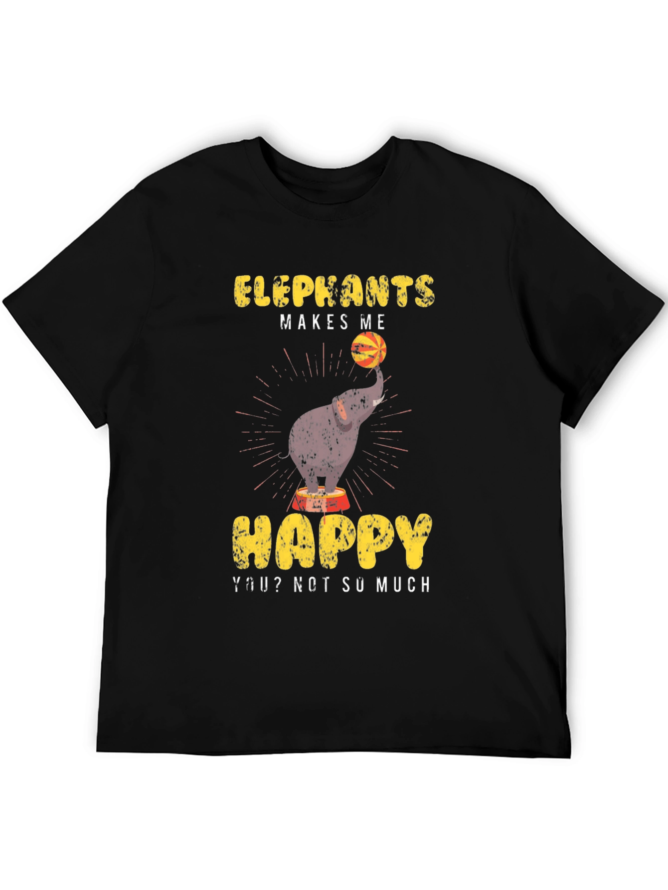 Black Elephant Makes Me Happy Graphic Tee view 5
