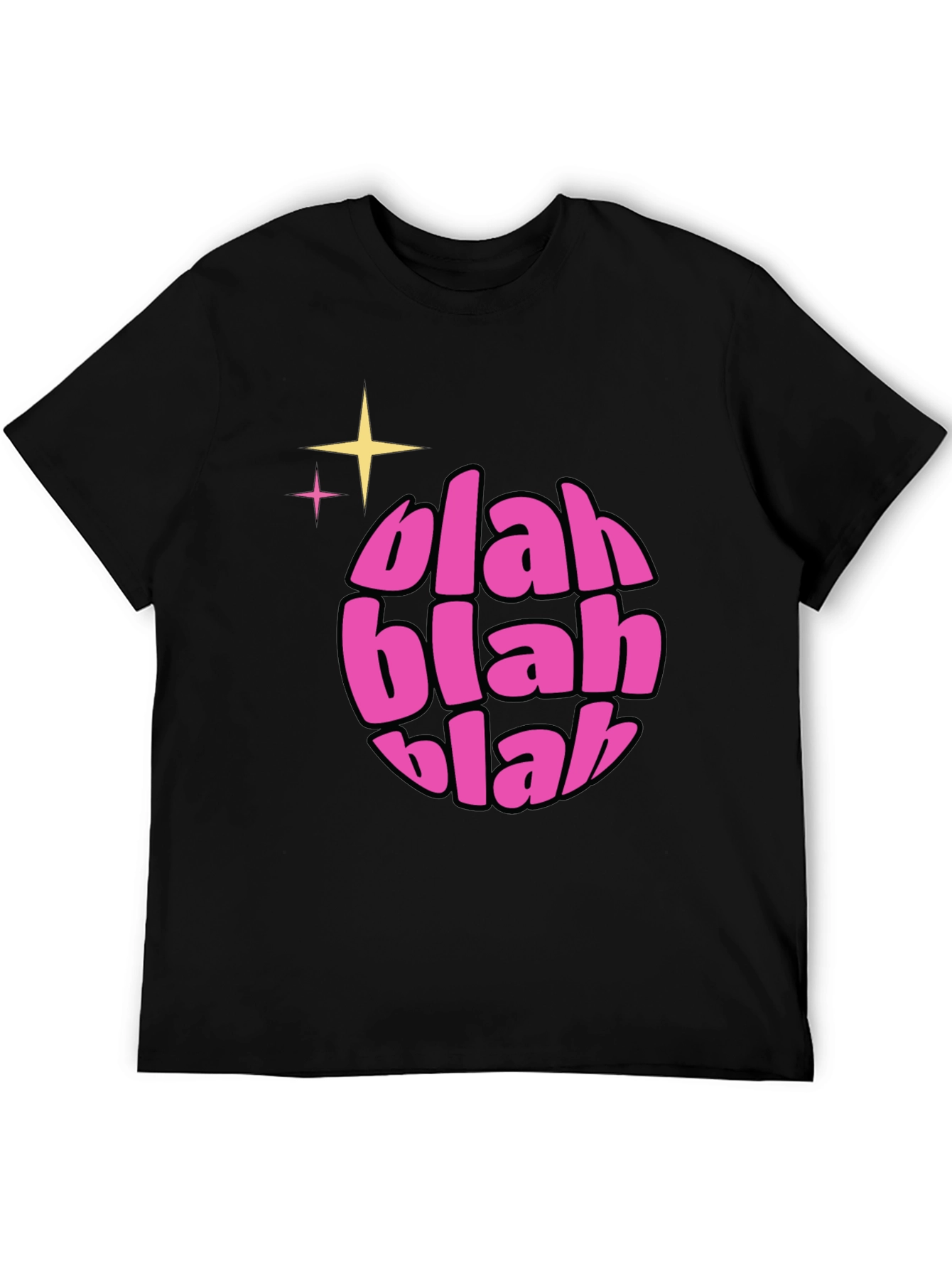 Black Blah Blah Blah Graphic Tee - Trendy Crew Neck Shirt view 5