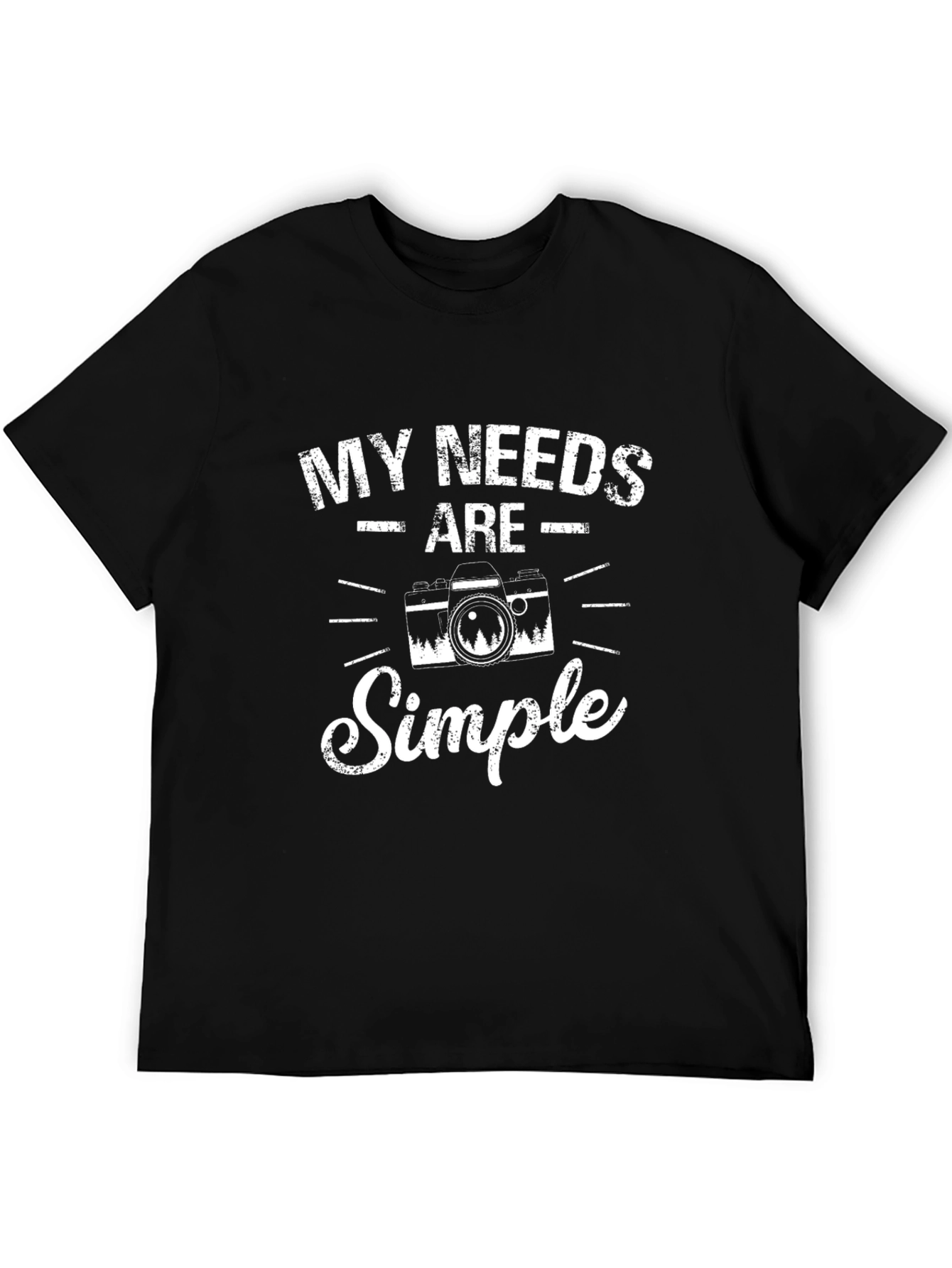 Black My Needs Are Simple Camera Graphic Tee view 5