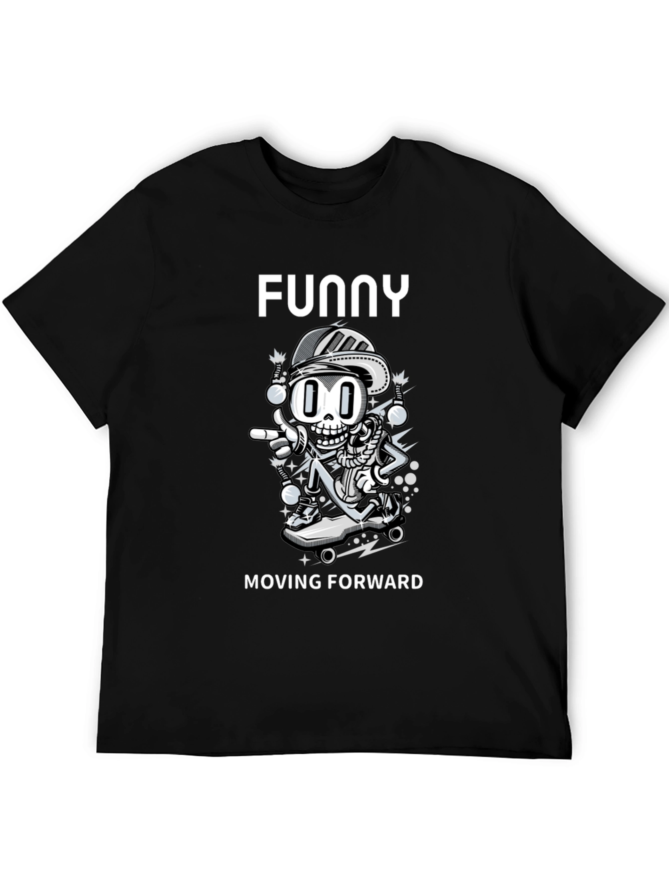 Black Funny Moving Forward Graphic Tee view 5