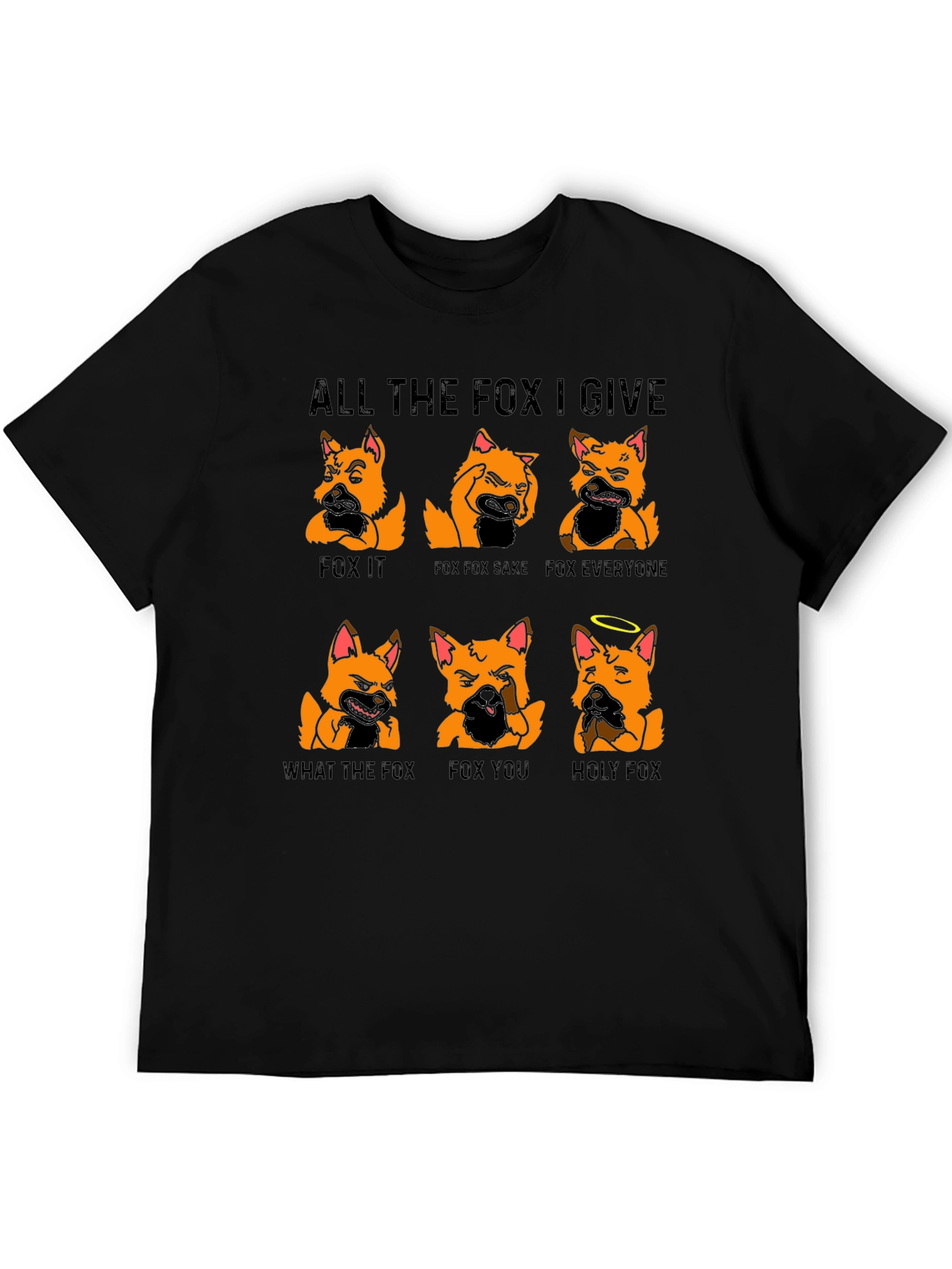 Black All the Fox I Give Graphic T-Shirt view 5