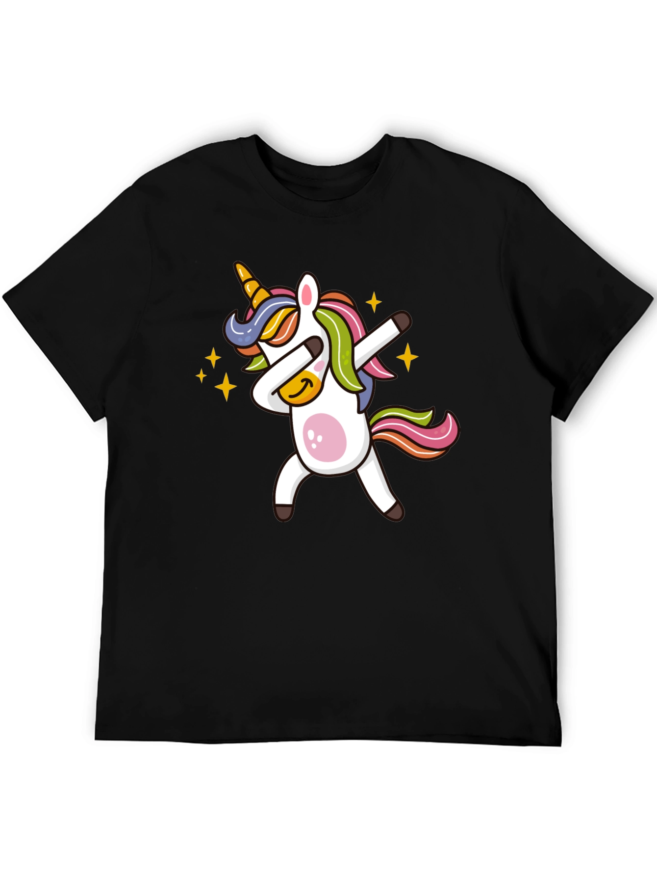 Black Dabbing Unicorn Graphic Tee - Black Cotton Blend view 5