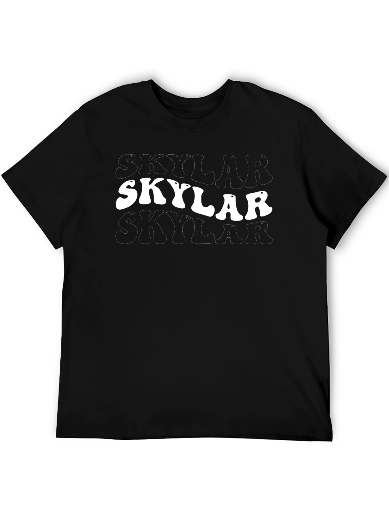 Black Skylar Name Retro Style Black T-Shirt view 5