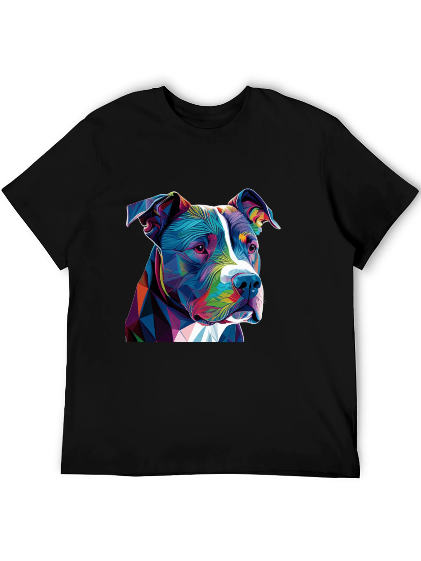 Black Geometric Pitbull Graphic Tee - Black Cotton Blend view 5