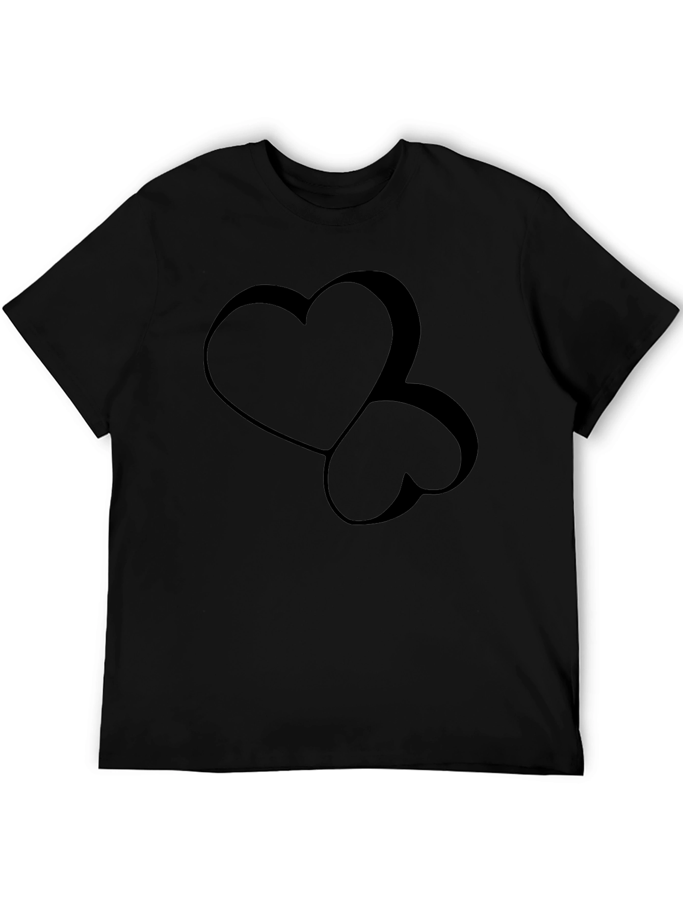 Black Stylish Black Heart Graphic Tee - Modern Casual Wear view 5