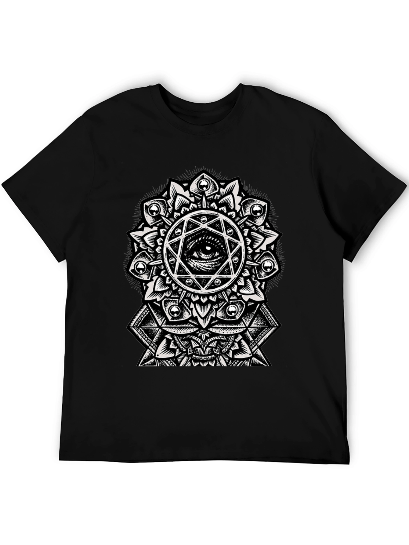 Black Eye Mandala Graphic Tee - Stylish Black T-Shirt view 5