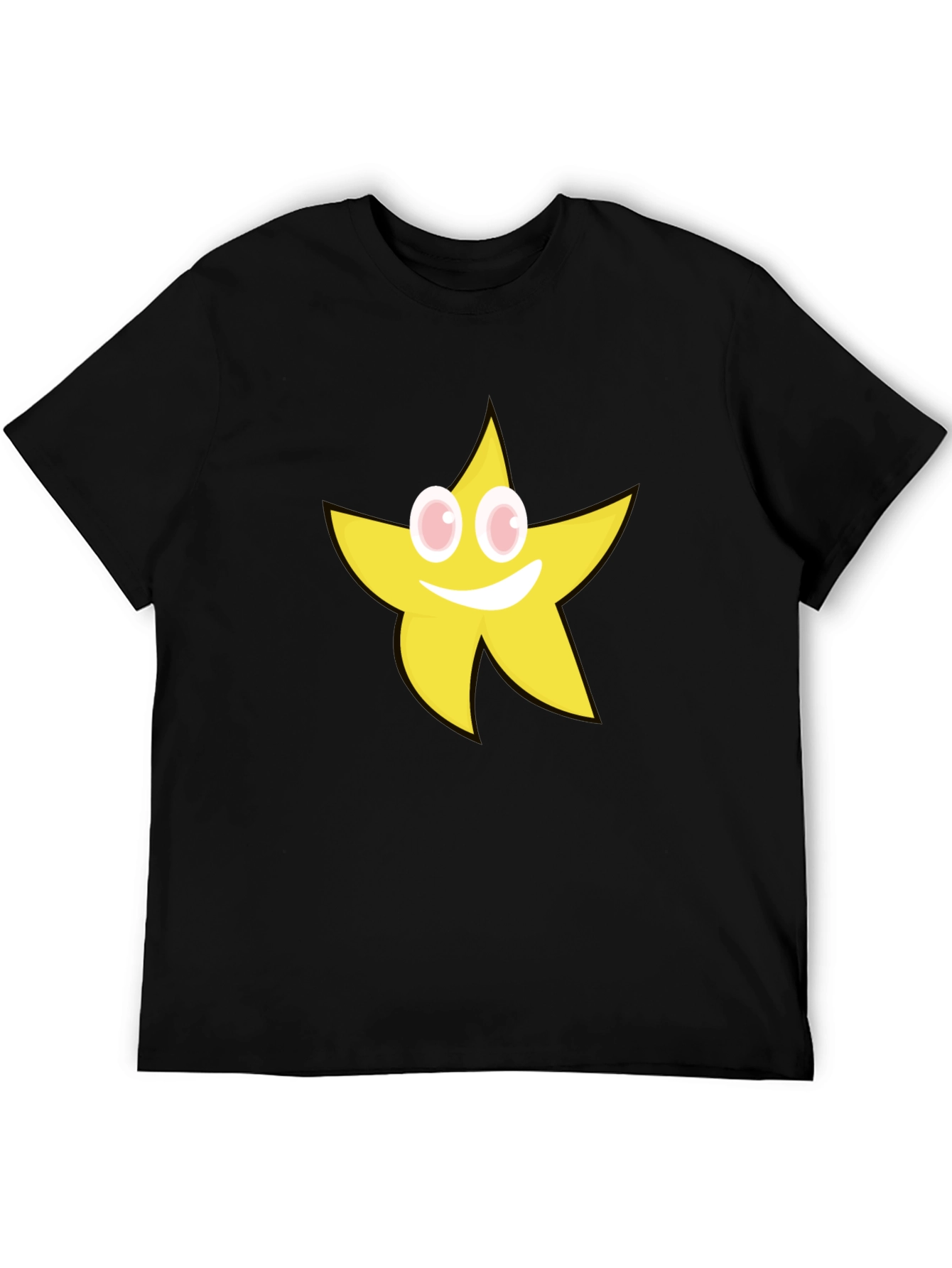 Black Smiling Star Graphic T-Shirt - Black Cotton Tee view 5