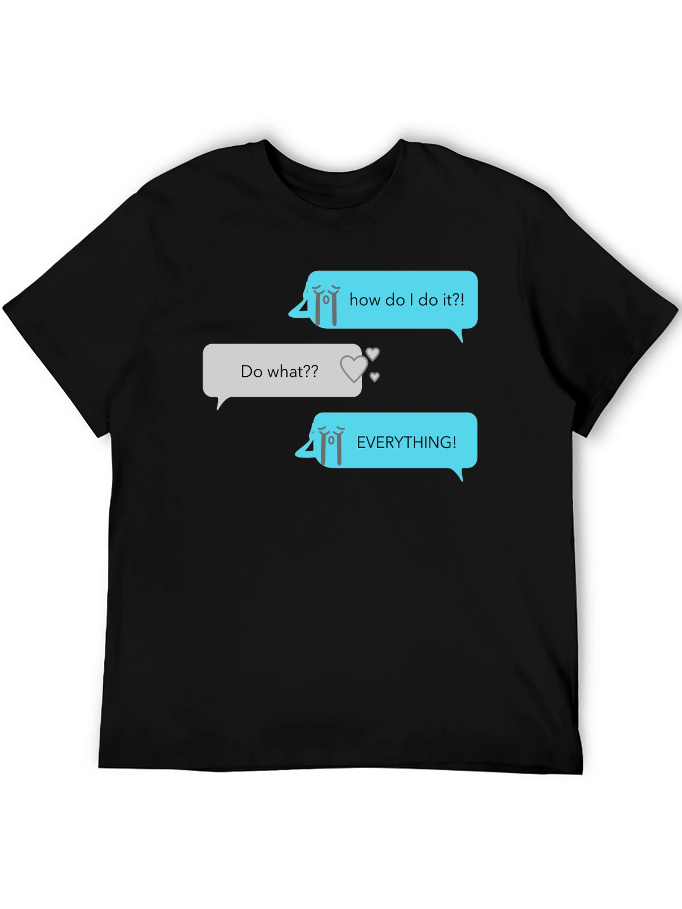 Black Humorous Graphic Texting T-Shirt view 5