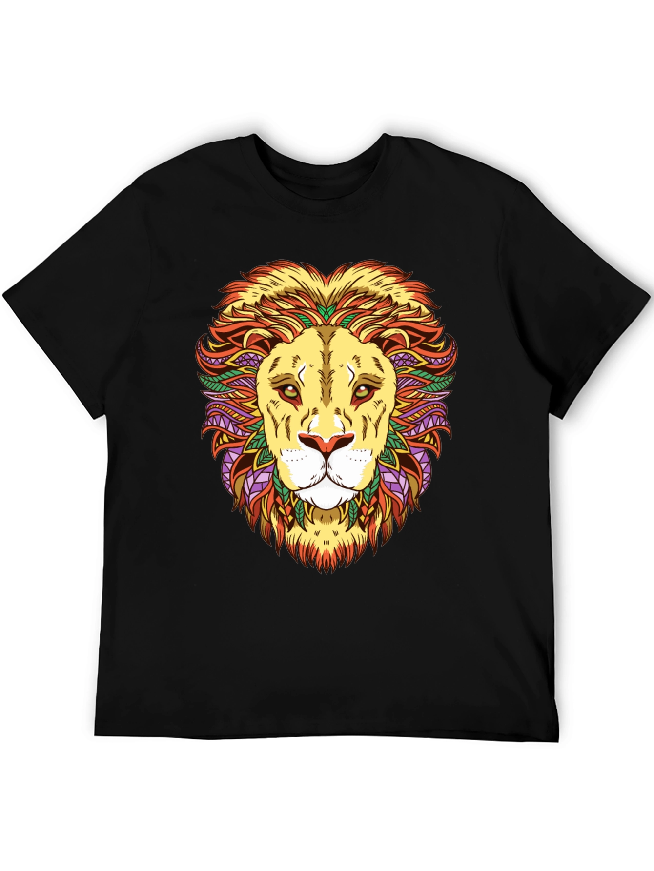 Black Lion Head Graphic T-Shirt - Vivid Design, Black Cotton Tee view 5