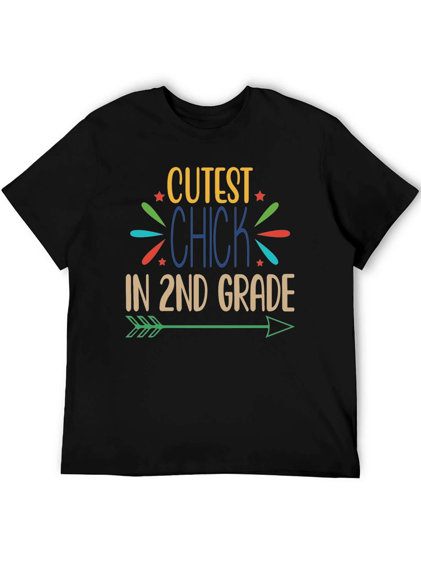 Black Cutest Chick 2nd Grade Arrow Graphic T-Shirt view 5