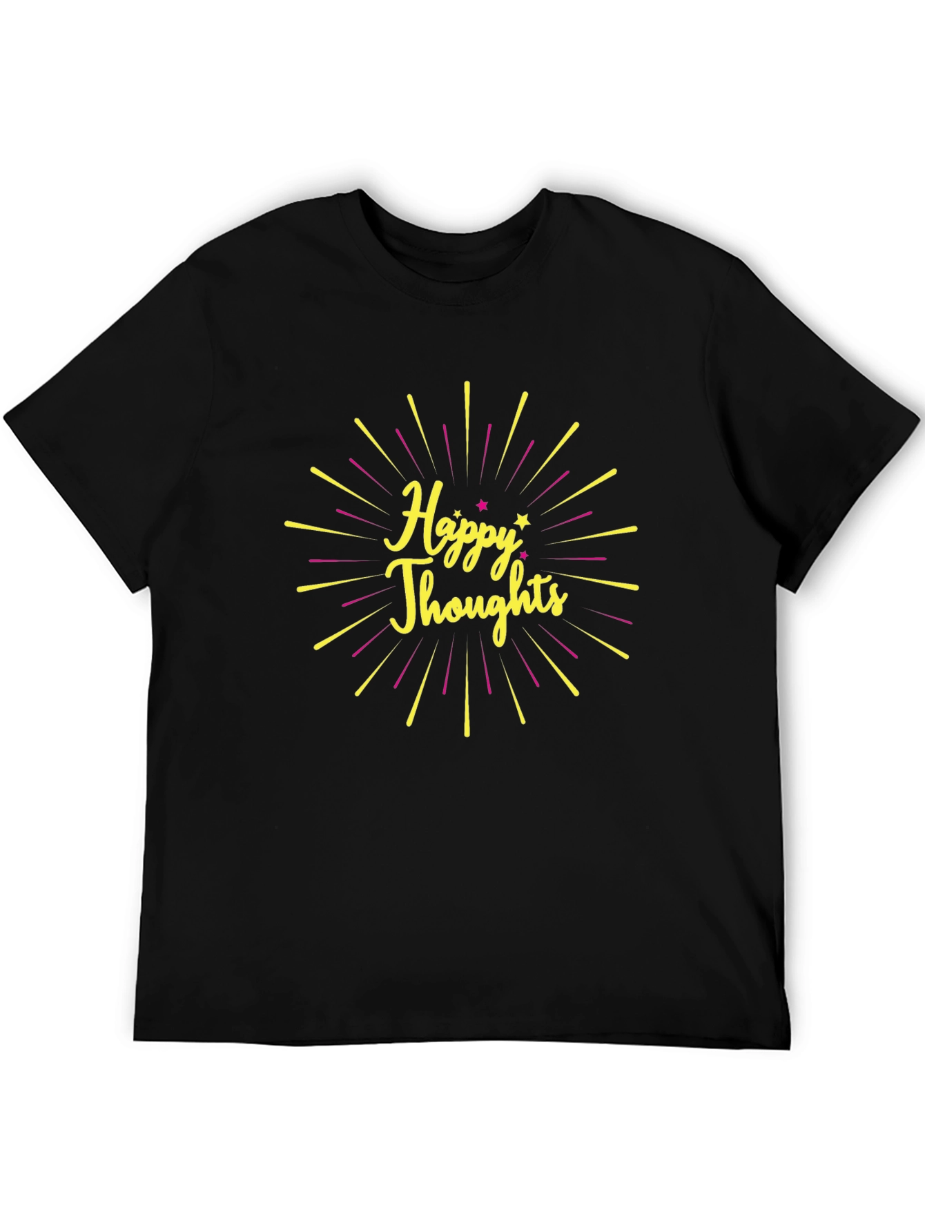 Black Happy Thoughts Graphic Tee - Positive Vibes view 5