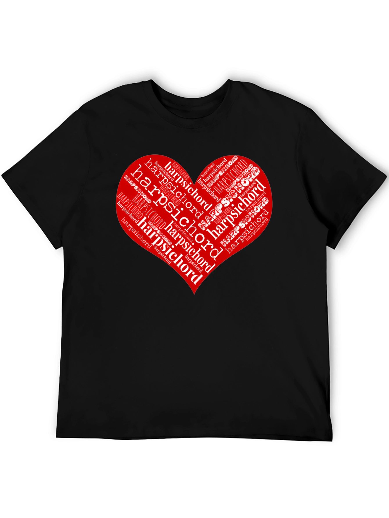 Black Harpsichord Heart T-Shirt - Music Lover Tee view 5