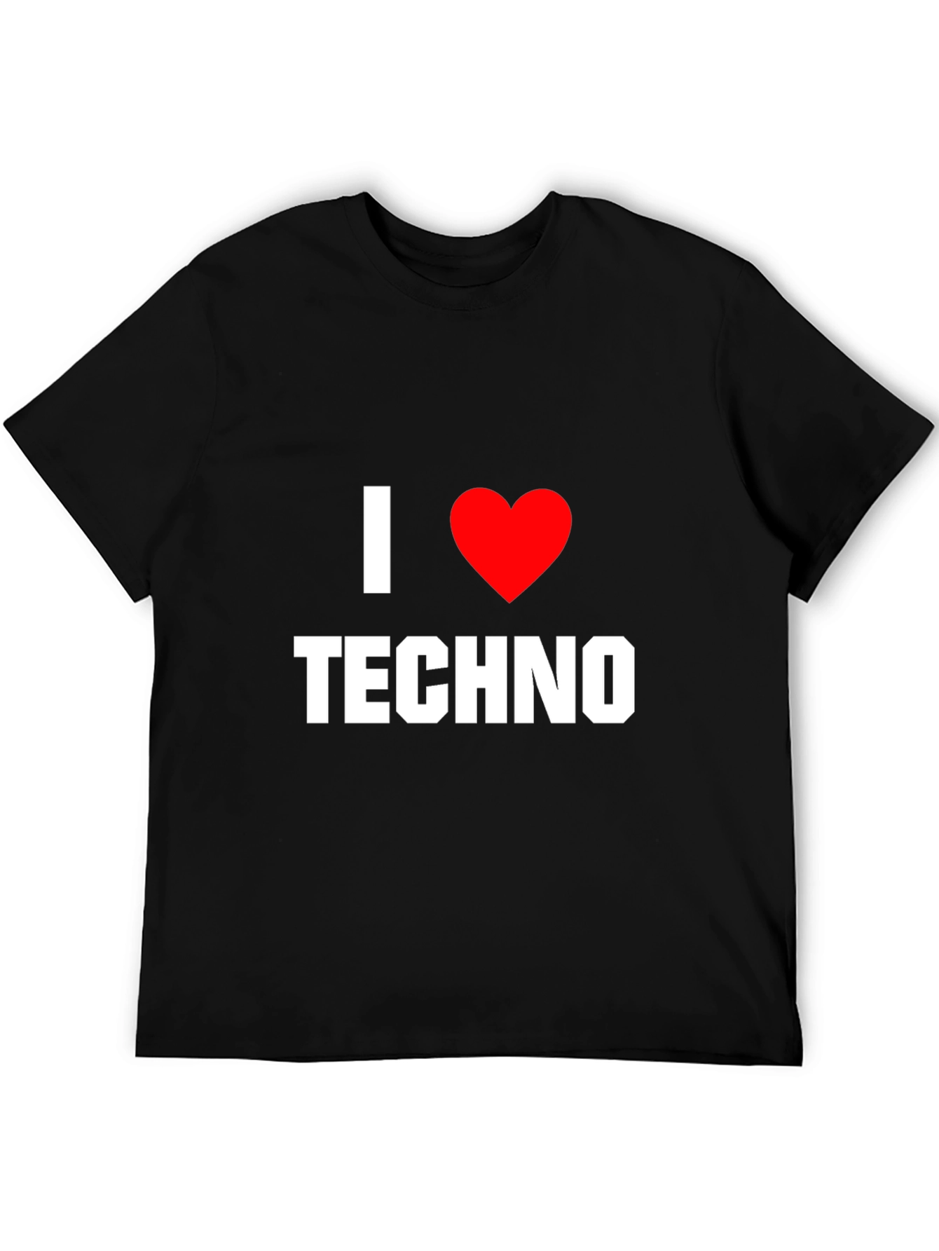 Black I Love Techno T-Shirt - Graphic Music Tee view 5