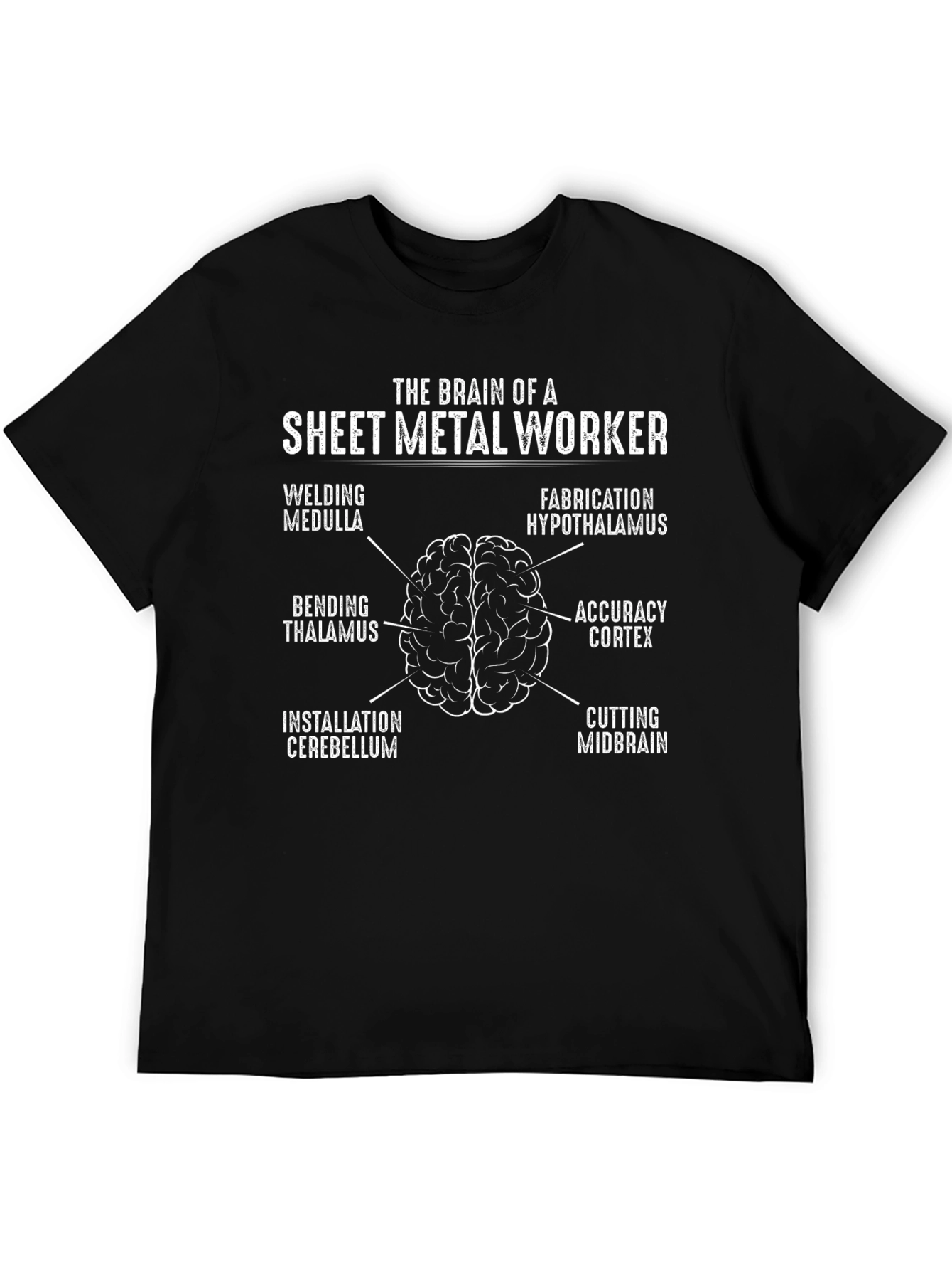 Black Sheet Metal Worker Brain T-Shirt - Funny Job Gift view 5