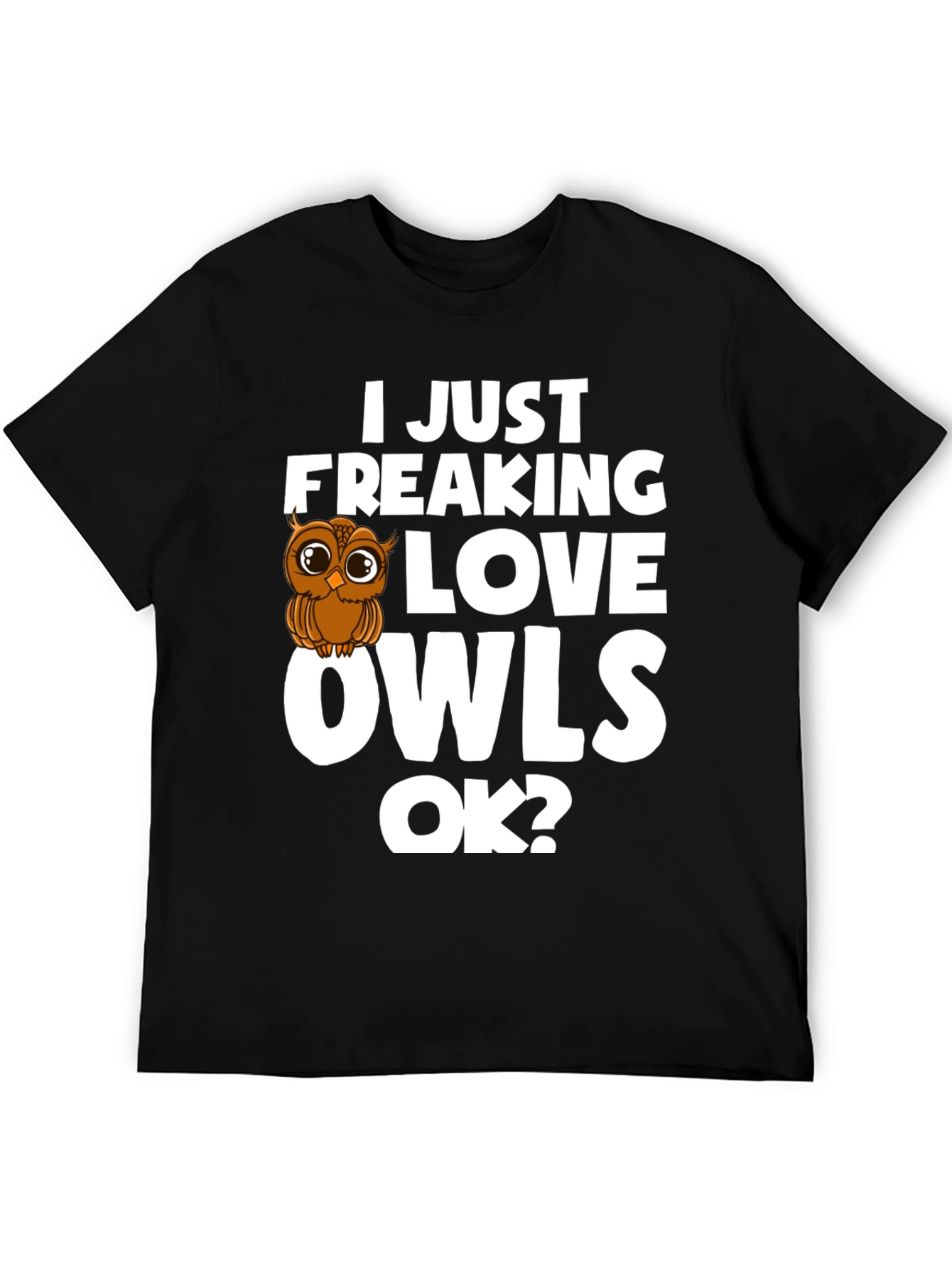 Black I Love Owls T-Shirt - Unisex Black Tee view 5