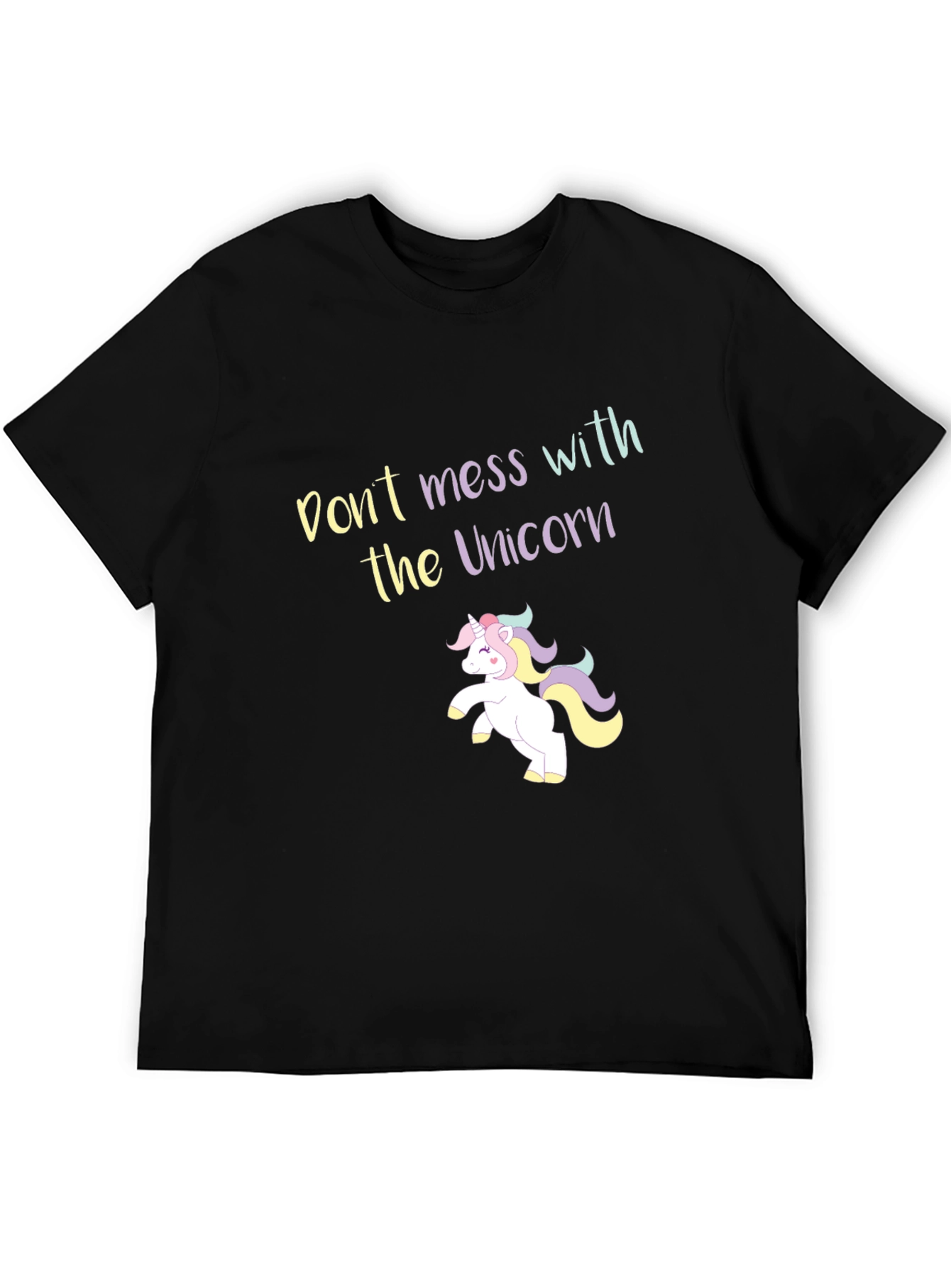 Black Don't Mess With the Unicorn Black T-Shirt view 5